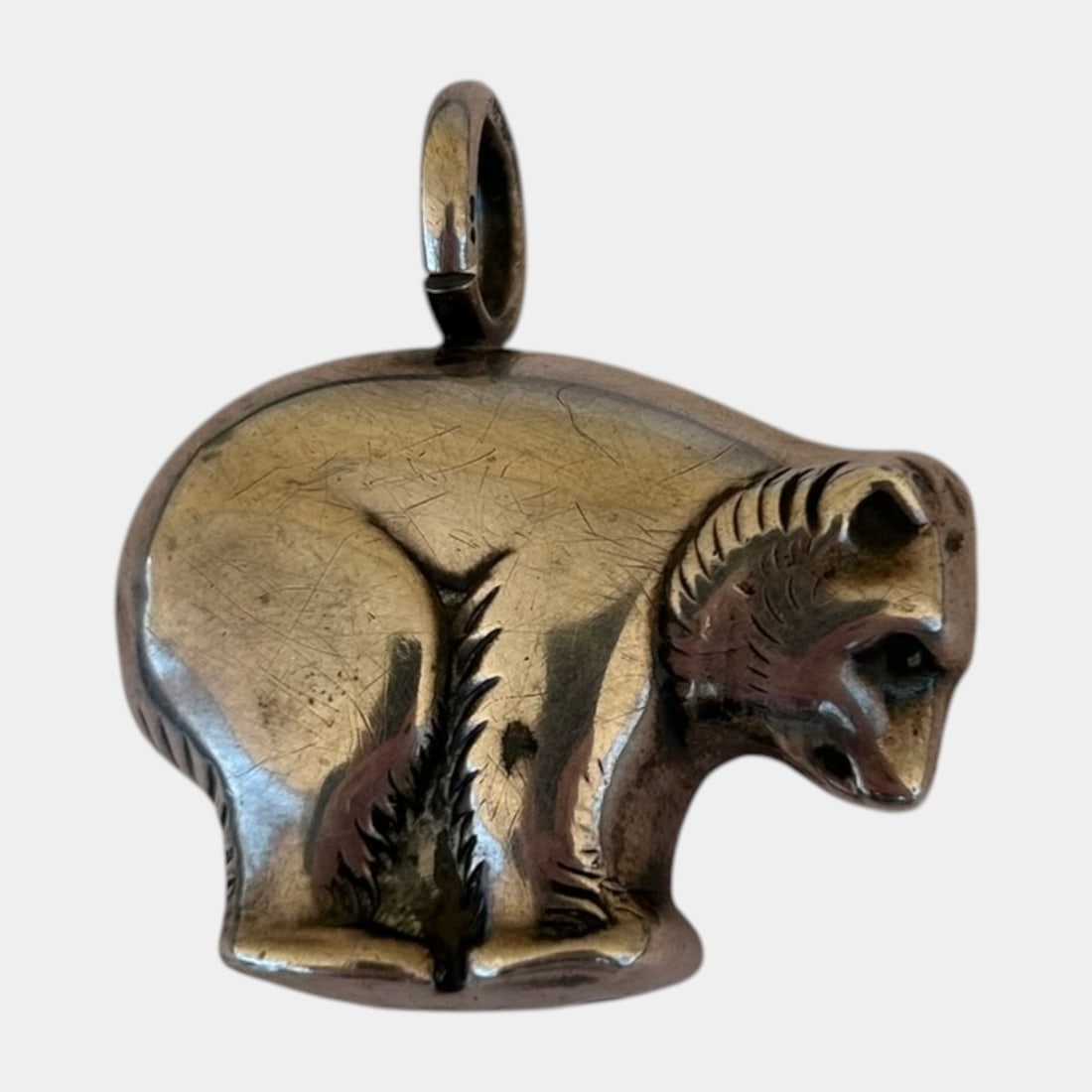 Sterling Silver 925 Figural Bear Baby Rattle Charm Pendant With Hand Engraved Fur Detail 15 Gram: Professional, fast, and affordable in house shipping available for all items.For higher resolution images please visit www.bid.craftedauctions.com Wonderfully sculptural and charming, this sterling si