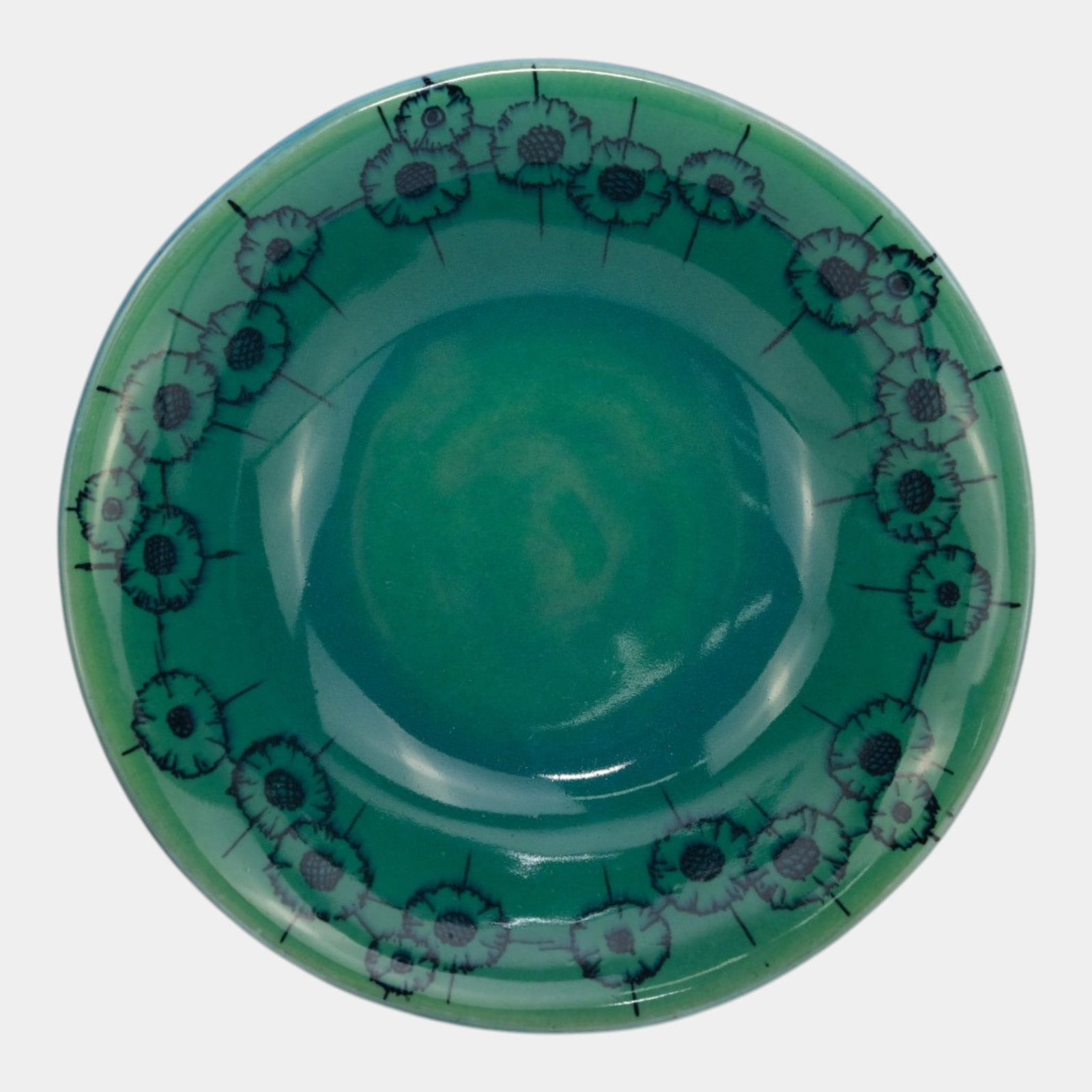 Sara Sax For Rookwood 1924 Vintage Arts Deco Pottery Green Blue Floral Decorated Ceramic Bowl 2707 (1 of 8)