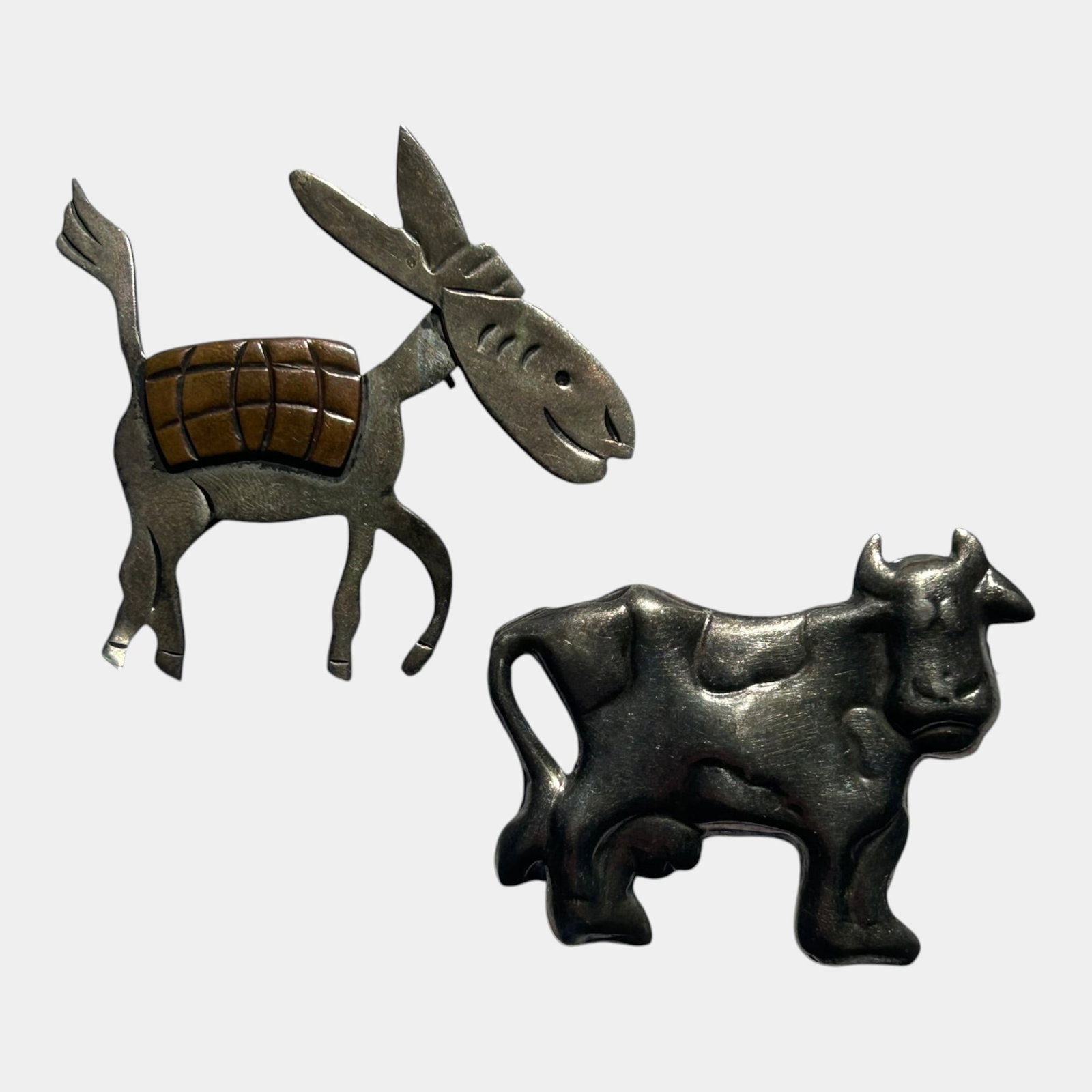 Beto For Taxco Mexico Mid Century Modern Sterling Silver Donkey Brooch & Other Sterling Mexican Bull: Professional, fast, and affordable in house shipping available for all items.For higher resolution images please visit www.bid.craftedauctions.com Beto For Taxco Mexico Mid Century Modern Sterling Sil