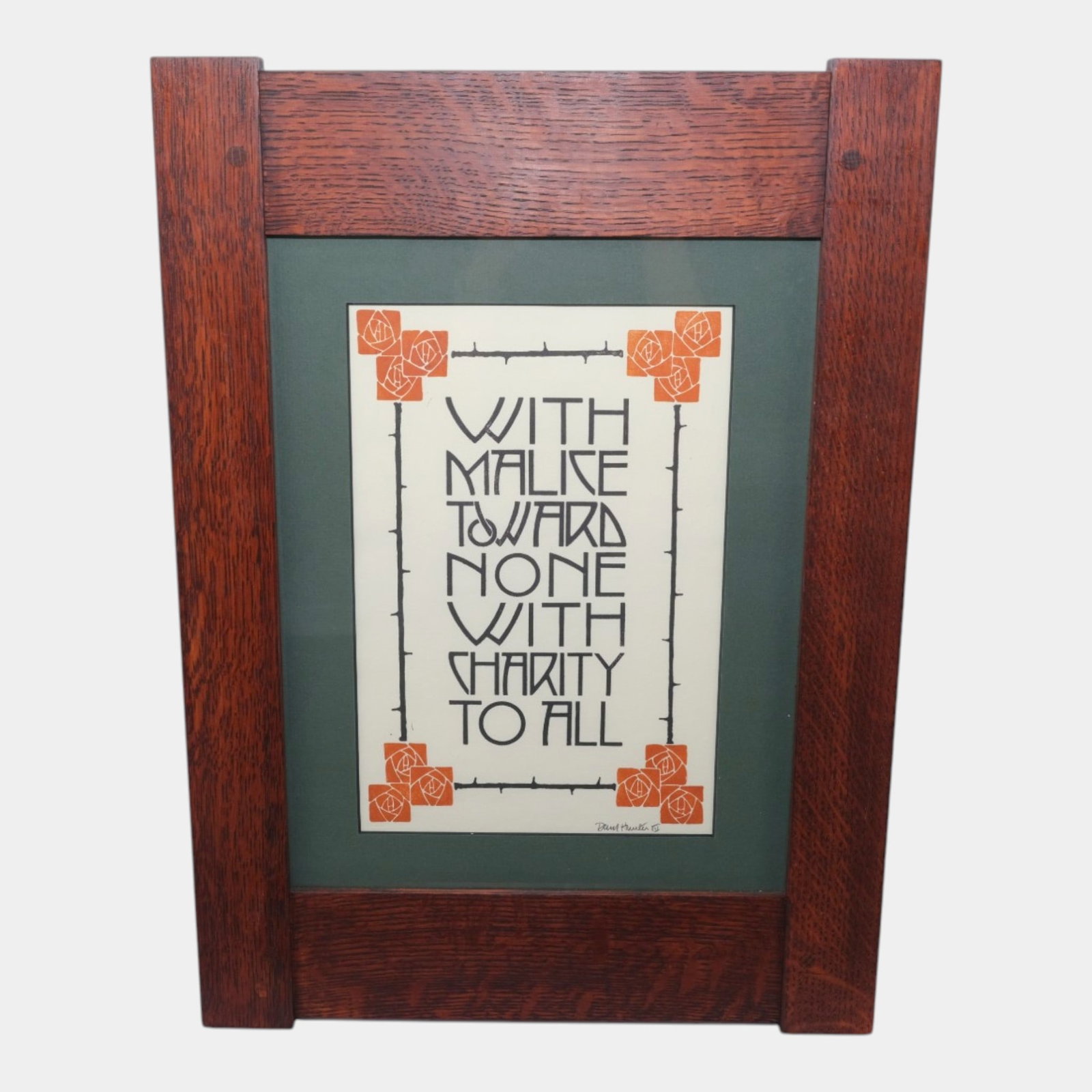 Dard Hunter For The Roycrofters Arts And Crafts Mission Oak Frame Signed Charity Motto Print: Professional, fast, and affordable in house shipping available for all items.For higher resolution images please visit www.bid.craftedauctions.com Dard Hunter For The Roycrofters Arts And Crafts Missi