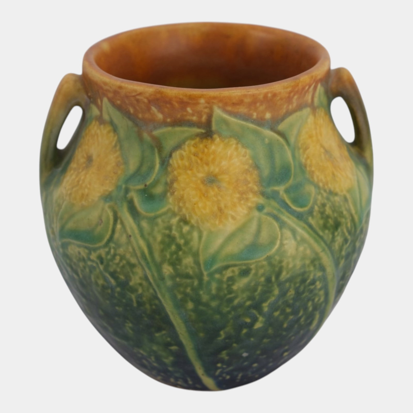 Roseville Sunflower 1930 Vintage Arts And Crafts Pottery Handled Ceramic Vase (1 of 7)