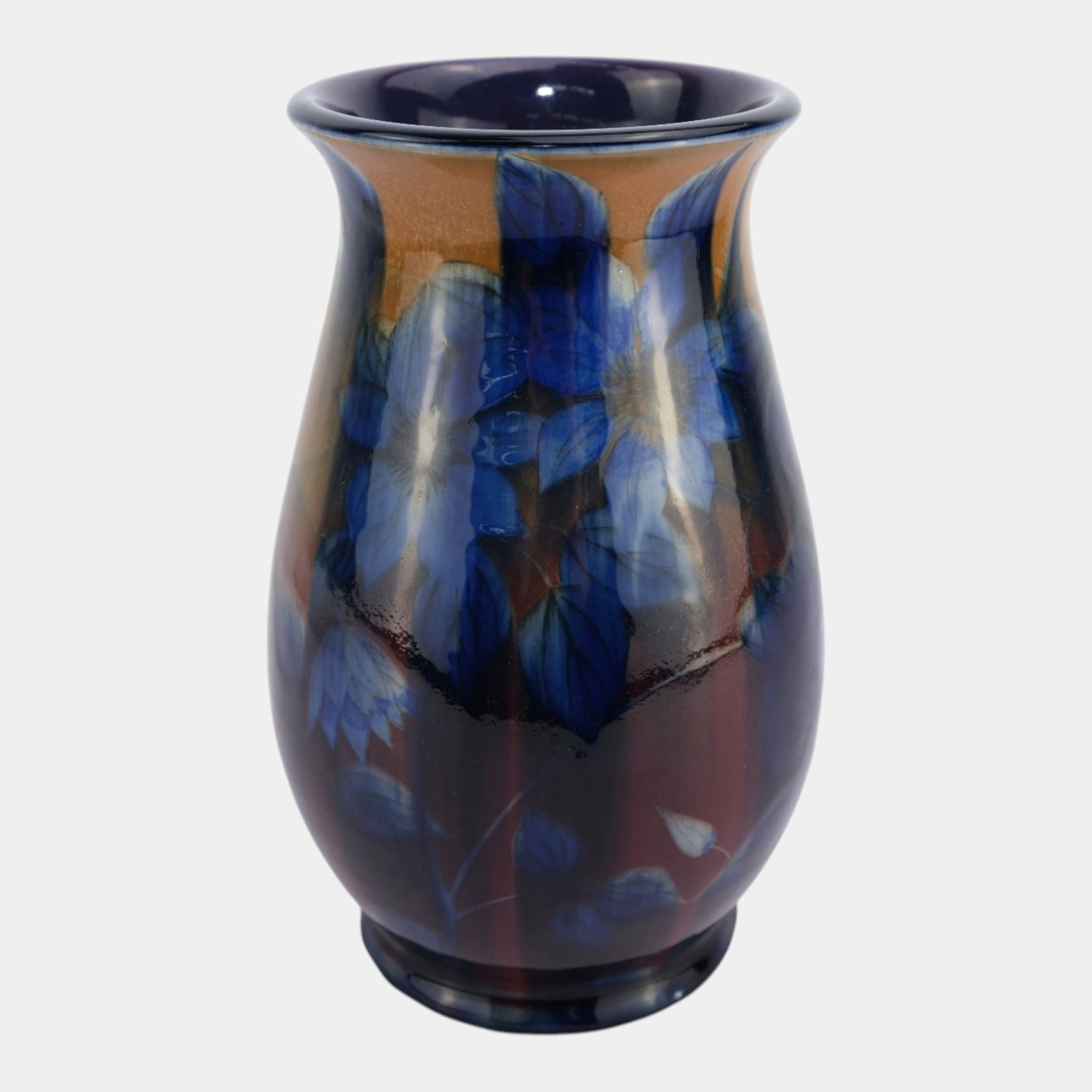 Kataro Shirayamadani For Rookwood 1926 Art Deco Pottery Ivory Jeweled Porcelain Blue Floral Vase: Professional, fast, and affordable in house shipping available for all items.For higher resolution images please visit www.bid.craftedauctions.com Kataro Shirayamadani For Rookwood 1926 Art Deco Potte
