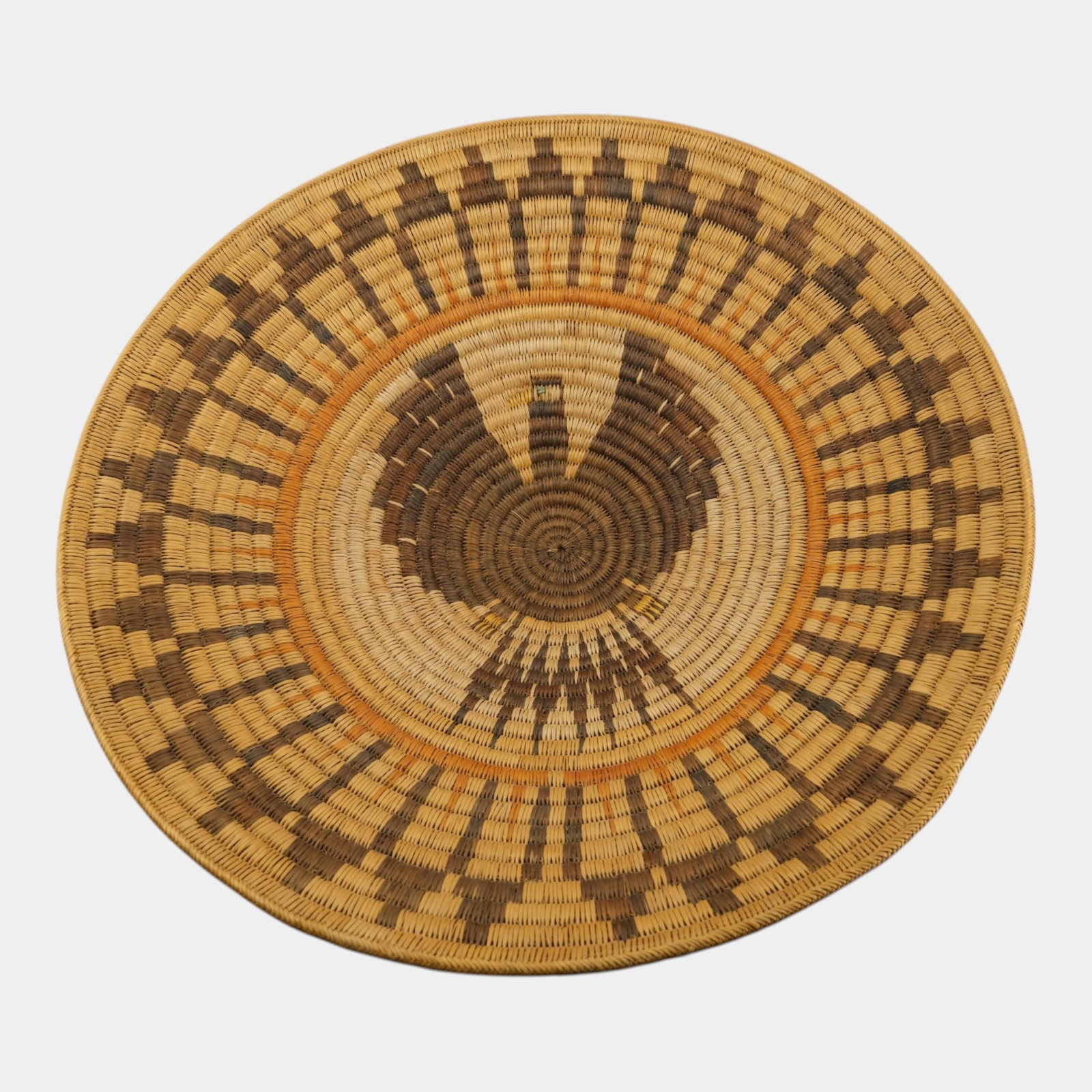 Navajo Southwestern Native American Horaltic Posed Eagle Huge 29" Diameter Coil Weave Wedding Basket (1 of 4)