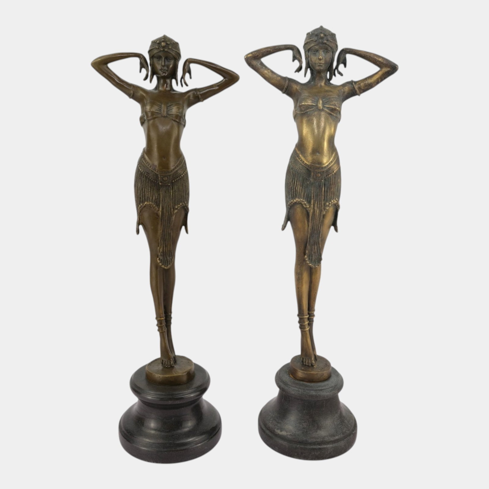 After Dimitri Chiparus (Romanian, 1886-1947) 19" Tall Slender Art Deco Dancing Lady Bronze (1 of 8)