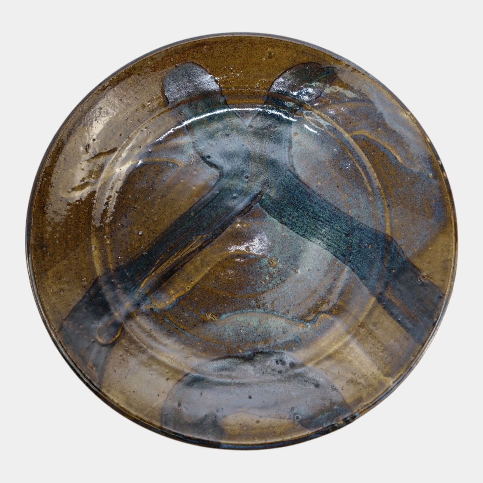 Betty Woodman (American, 1930-2018) Studio Art Pottery Mid Century Modernist Brown Abstract Charger: Professional, fast, and affordable in house shipping available for all items.For higher resolution images please visit www.bid.craftedauctions.com Betty Woodman (American, 1930-2018) Studio Art Potter