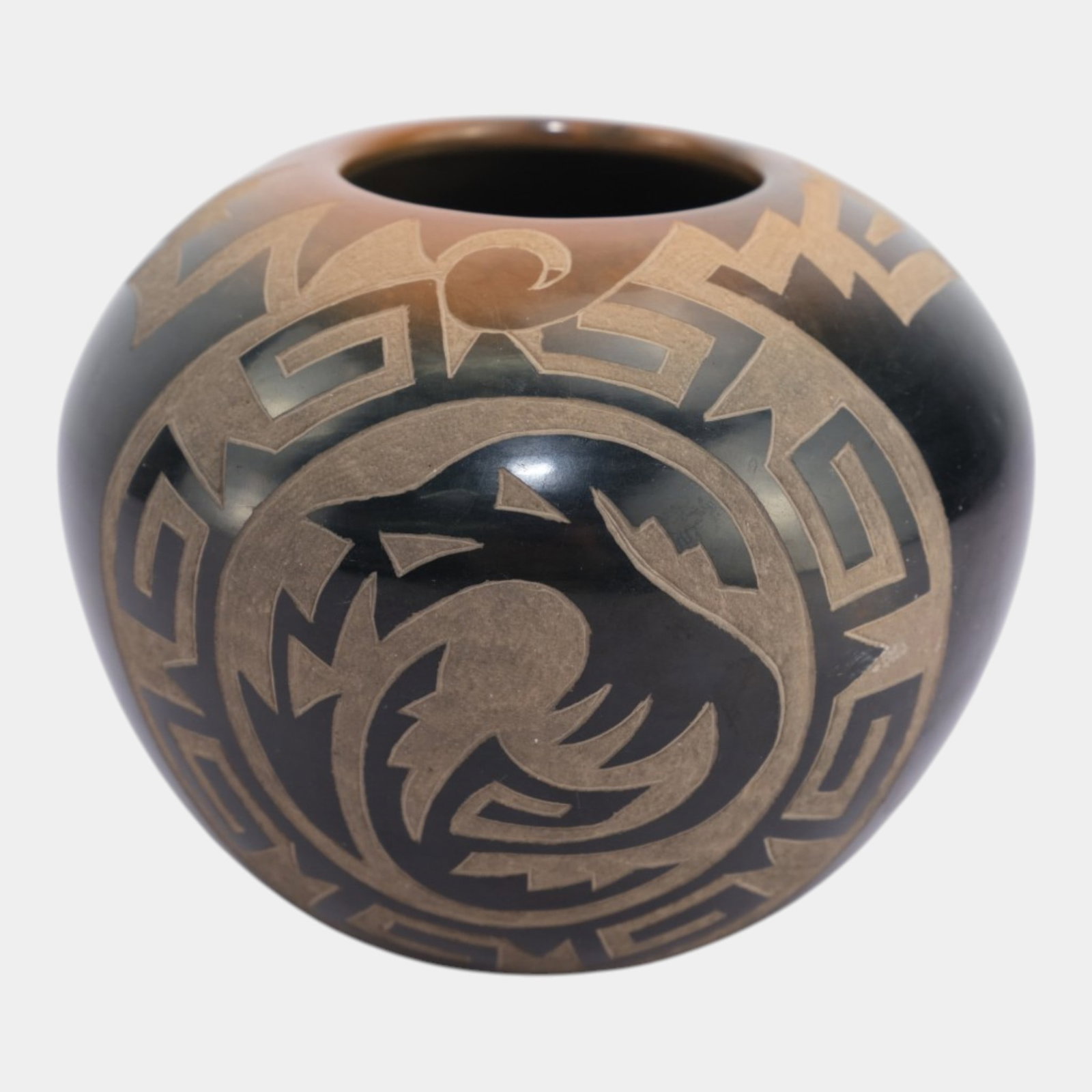 Gwen Tafoya Santa Clara Pueblo Native American Art Pottery Sgraffito Carved Animal Ceramic Vase Jar (1 of 6)