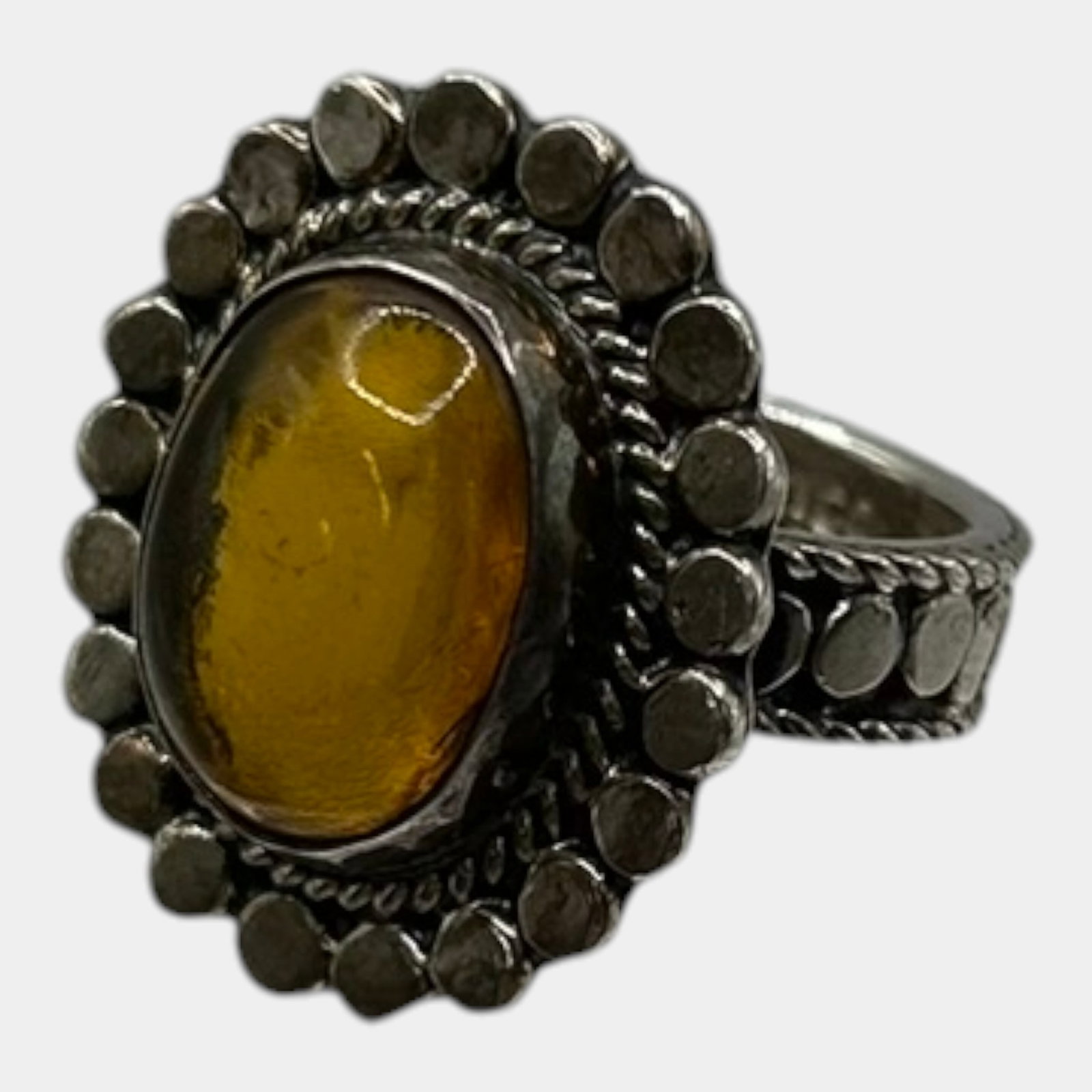 Antonio Serafin For Taxco Mexico Sterling Silver 925 Mid Century Modern Amber Cabochon Ring Size 6.5: Professional, fast, and affordable in house shipping available for all items.For higher resolution images please visit www.bid.craftedauctions.com Antonio Serafin for Taxco Mexico sterling silver ring