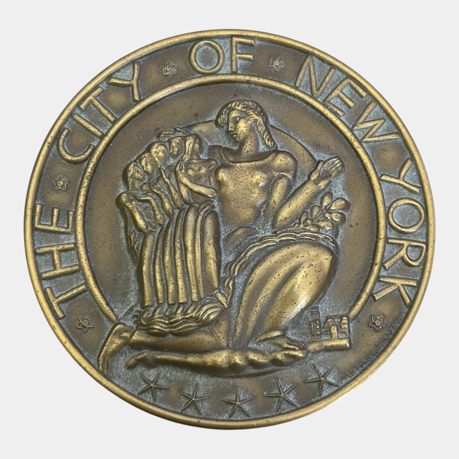 Michael Lanz For Medallic Art Company Of New York 1950 Art Deco Bronze Exceptional Citizenship Award: Professional, fast, and affordable in house shipping available for all items.For higher resolution images please visit www.bid.craftedauctions.com Michael Lanz For Medallic Art Company Of New York 195