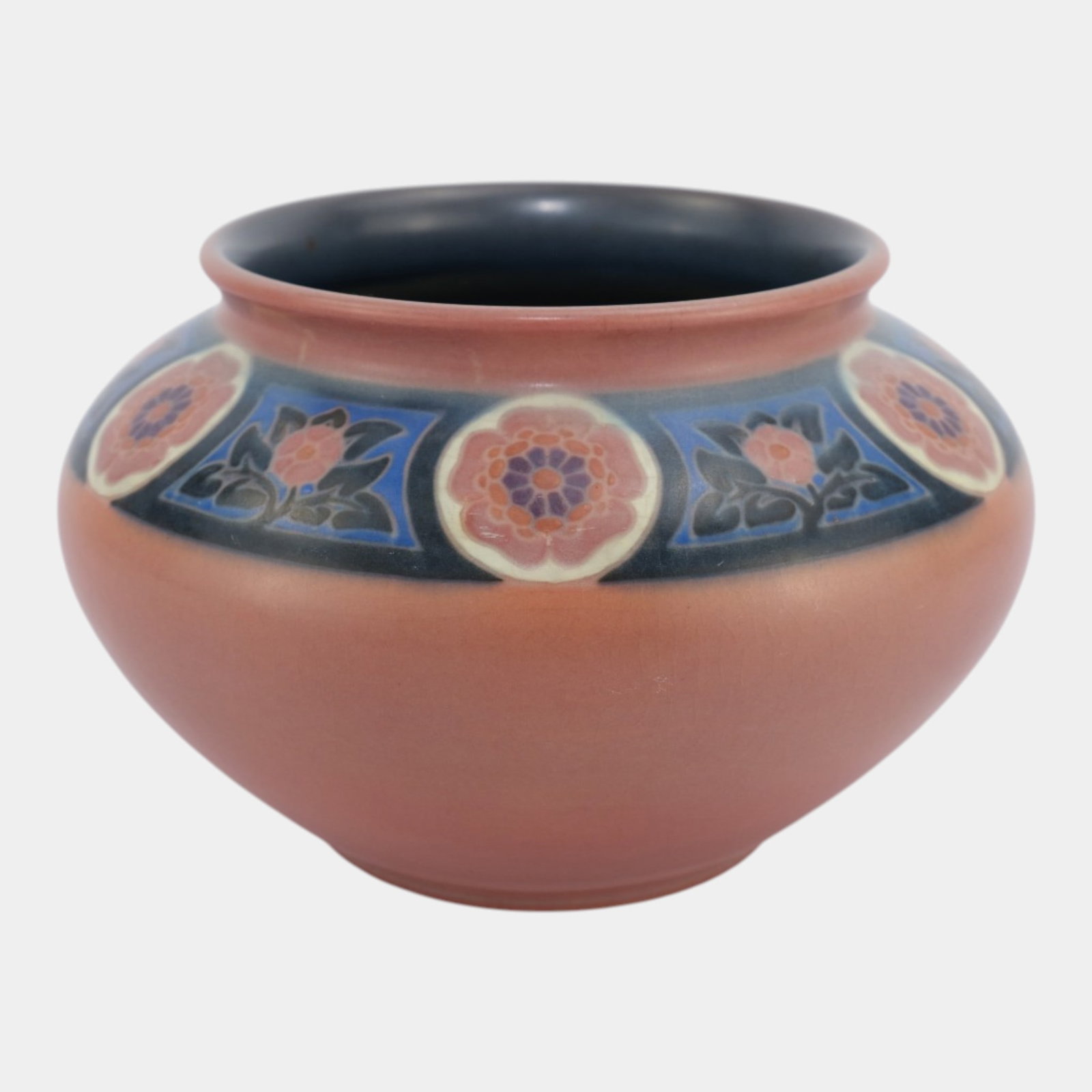 Sara Sax For Rookwood 1915 Vintage Arts & Crafts Pottery Pink Floral Banded Ceramic Bulbous Vase (1 of 6)