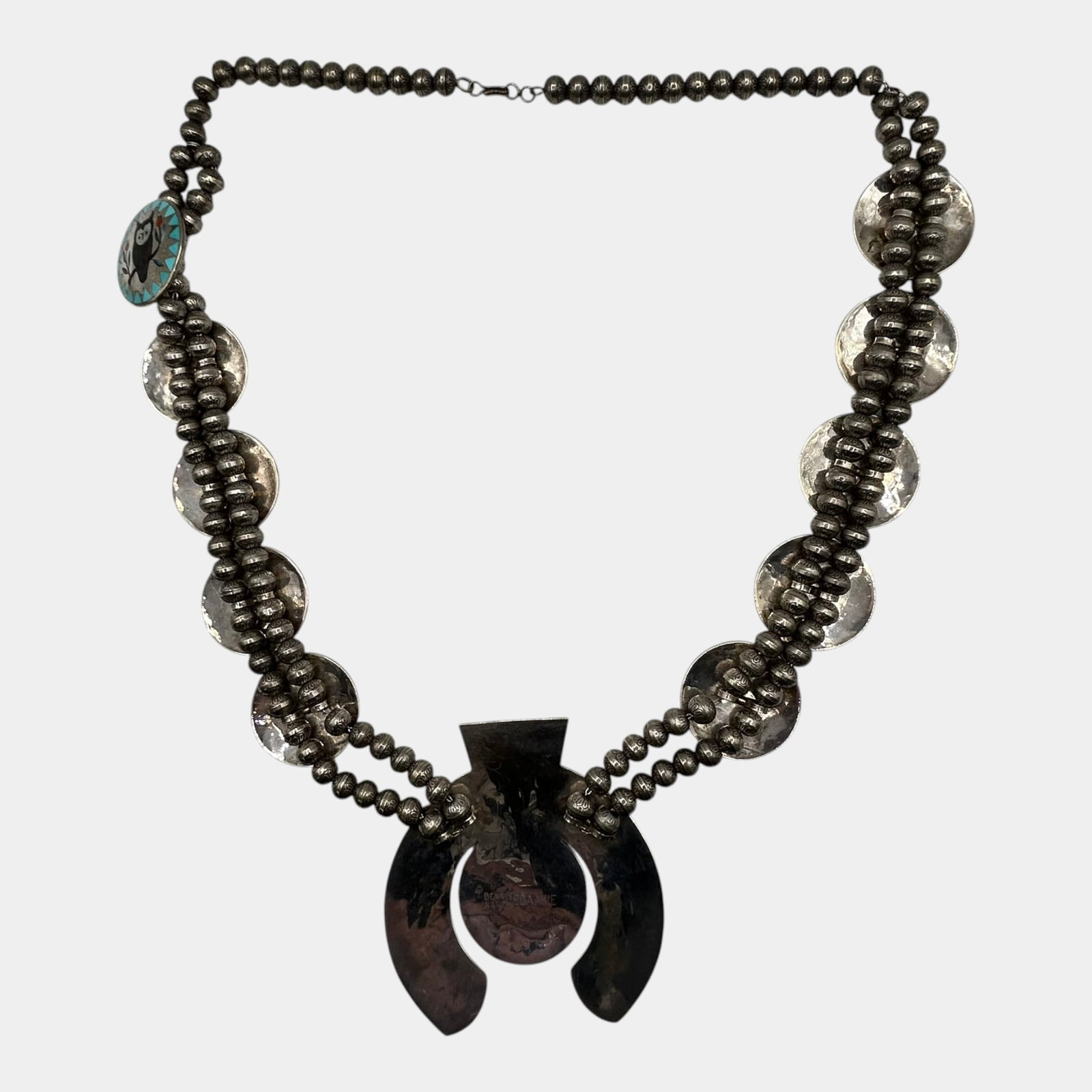 Dennis & Nancy Edaakie Zuni Native American Sterling Cardinal & Other Bird Inlay Squash Blossom - 2