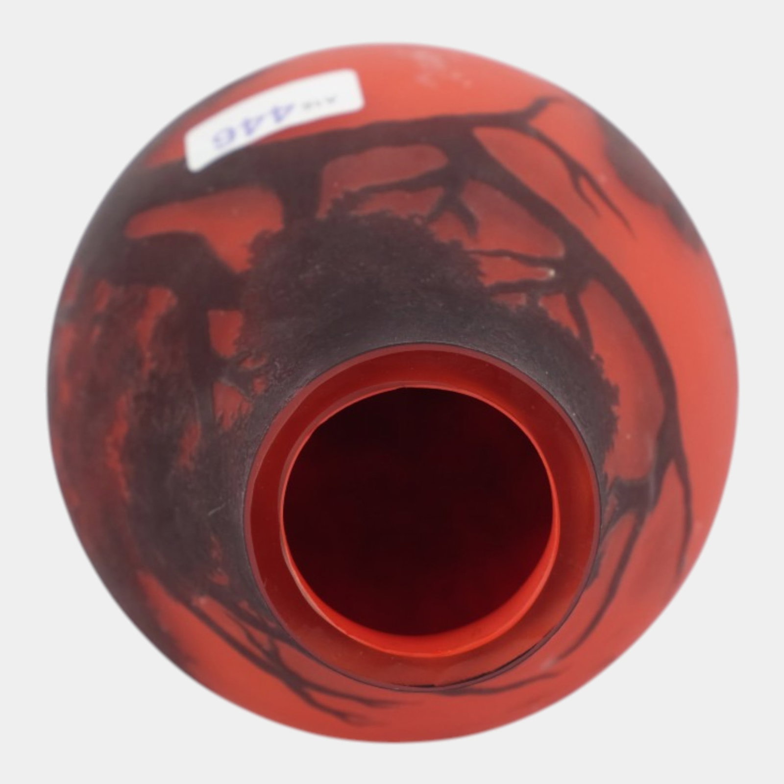 Richard Burgsthall For Loetz Early 1900s Orange Red Scenic Ruins On River Cameo Art Glass Vase - 5