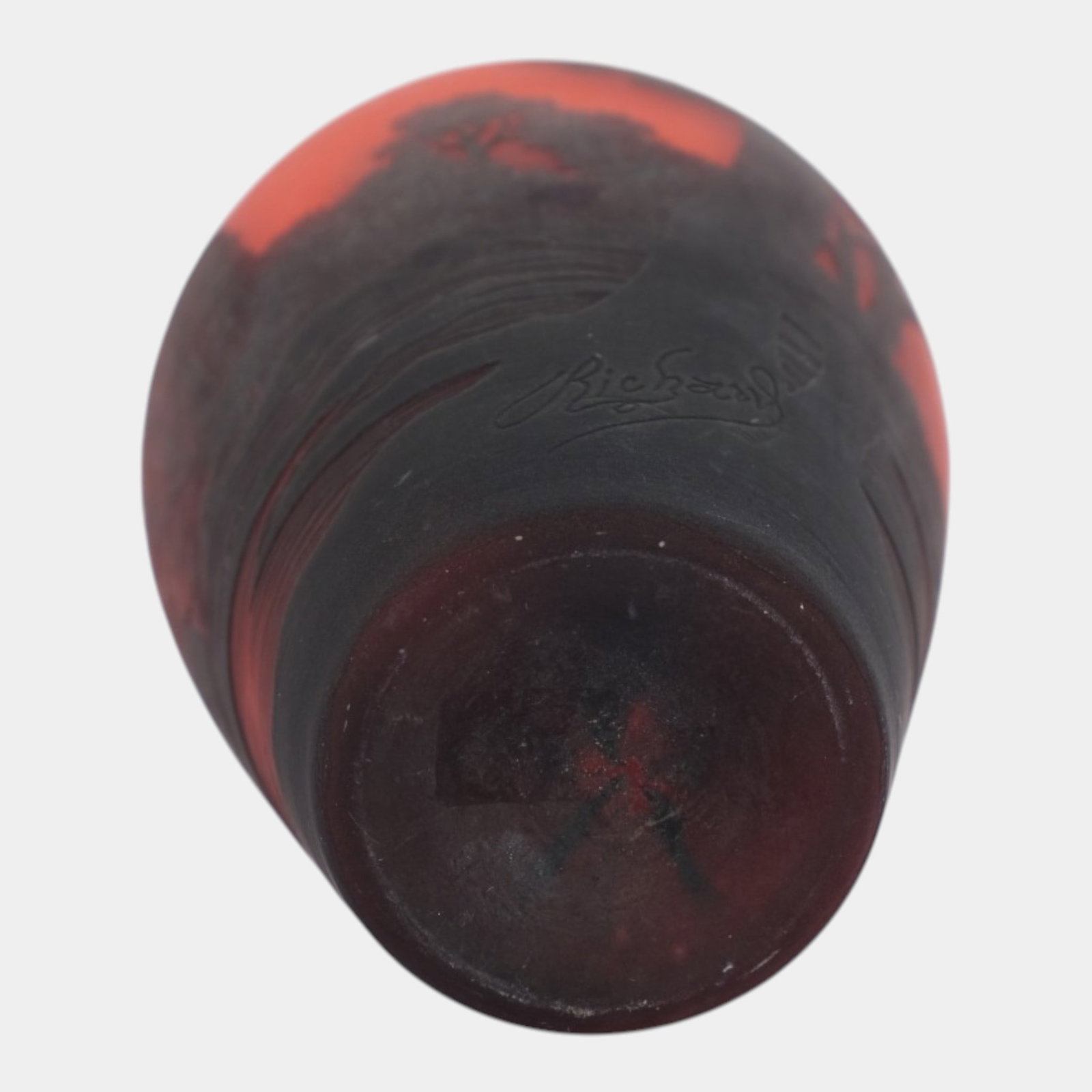 Richard Burgsthall For Loetz Early 1900s Orange Red Scenic Ruins On River Cameo Art Glass Vase - 6