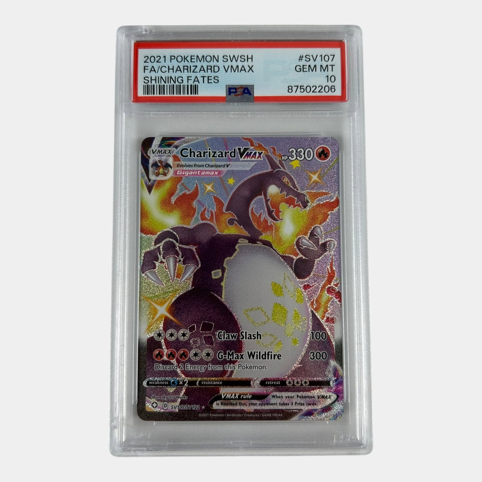 Charizard VMAX SV107/SV122 PSA 10 Shining Fates Sword & Shield Secret Rare Graded Pokemon Card (1 of 2)