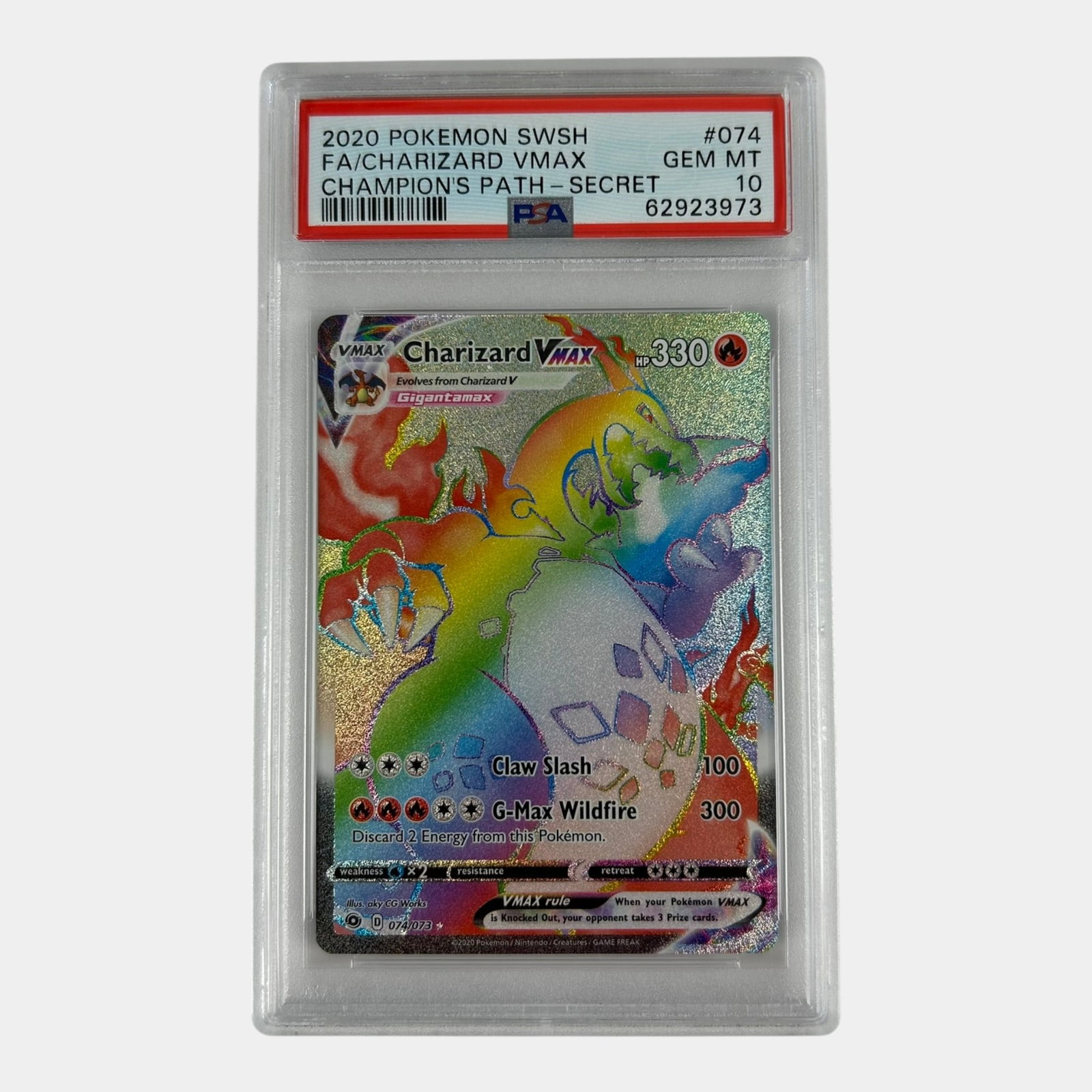 Charizard VMAX Secret 74/73 PSA 10 Champions Path Sword & Shield Secret Rare Graded Pokemon Card (1 of 2)