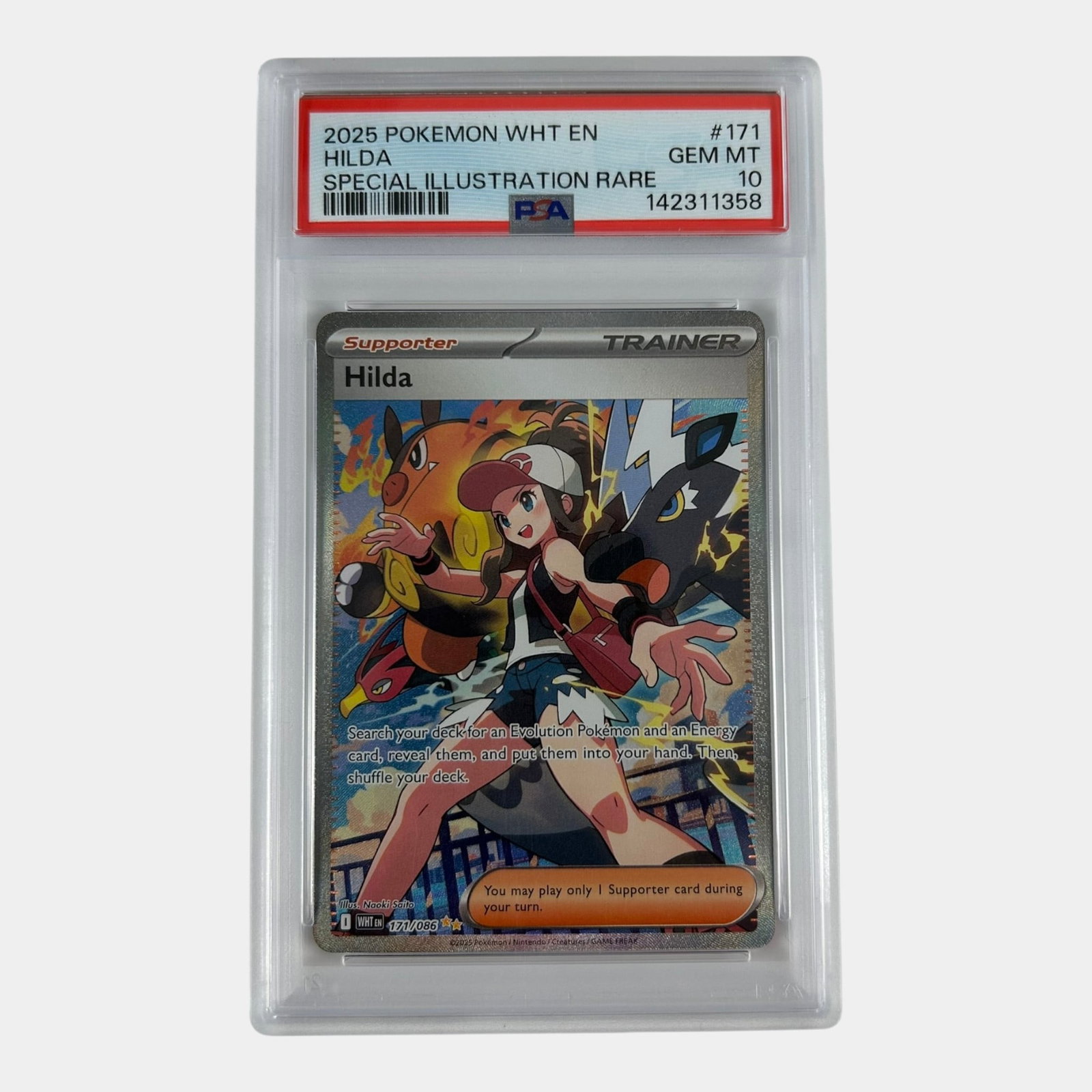 Hilda 171/086 PSA 10 White Flare Scarlet & Violet Special Illustration Rare Graded Pokemon Card (1 of 2)