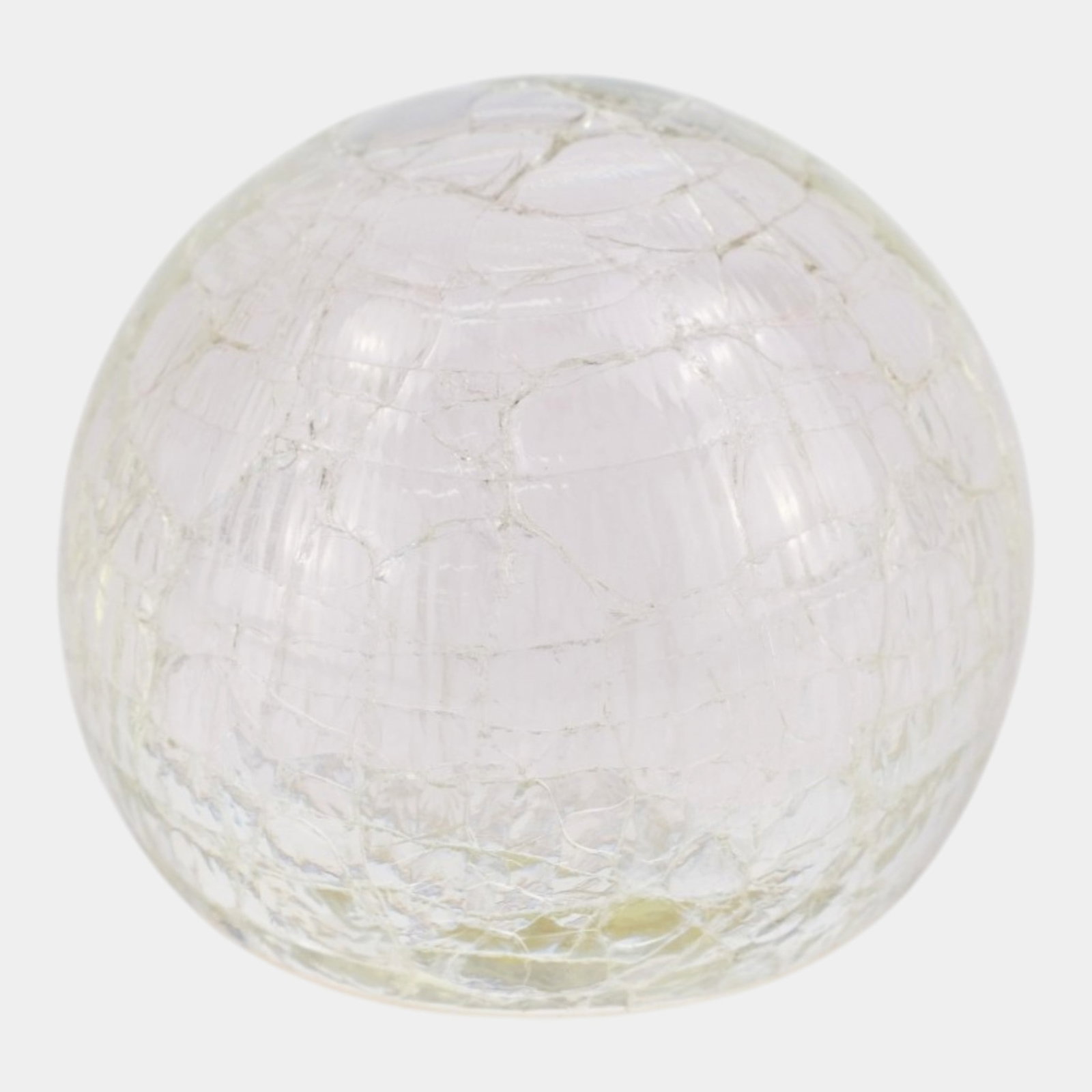 James Nowak 2002 Iridescent Clear Textured Crackle Surface Stretch Glass Paperweight: Professional, fast, and affordable in house shipping available for all items.For higher resolution images please visit www.bid.craftedauctions.com James Nowak 2002 Iridescent Clear Textured Crackle Su
