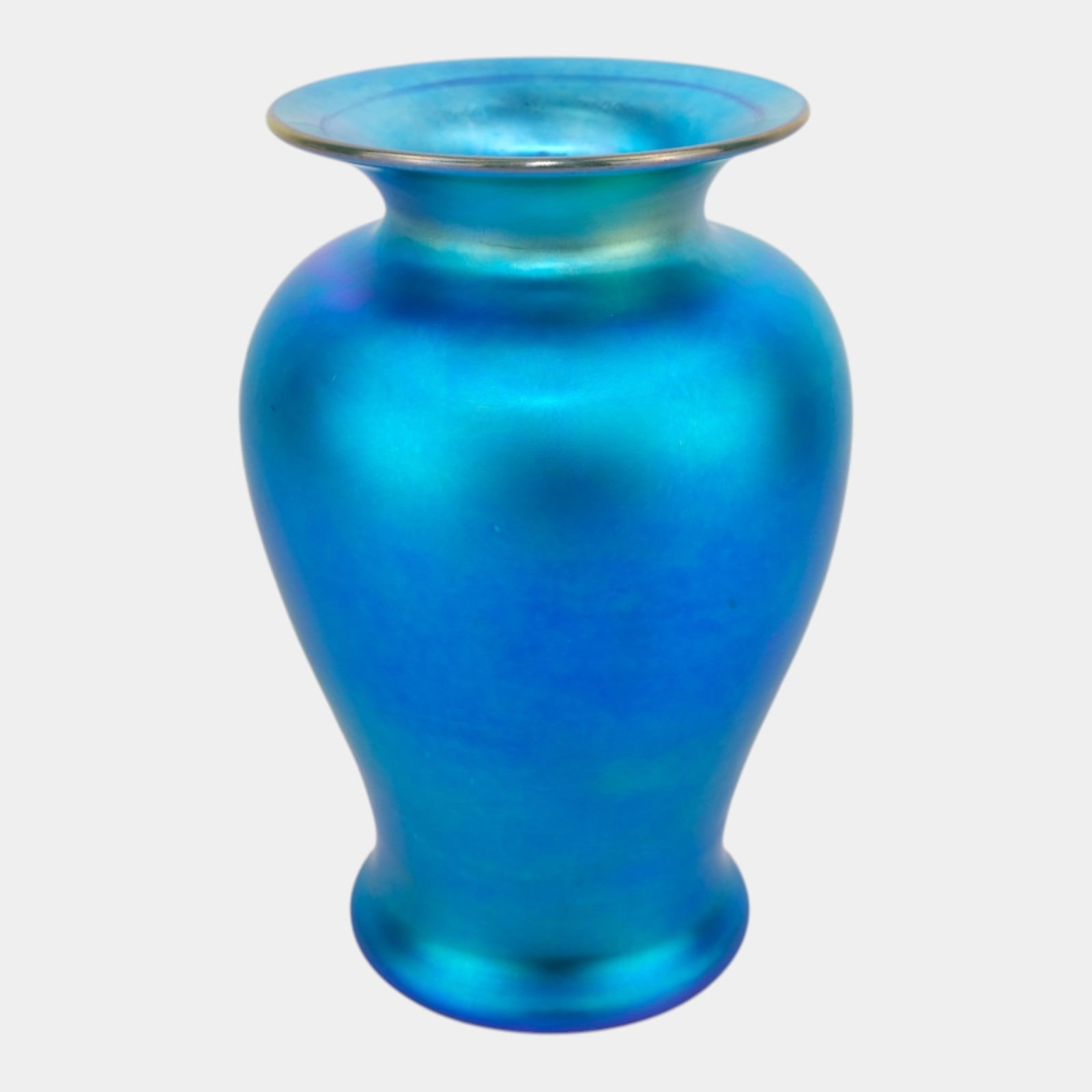 Steuben American Iridescent Blue Aurene Baluster Shape Flared Rim Art Glass Vase (1 of 7)