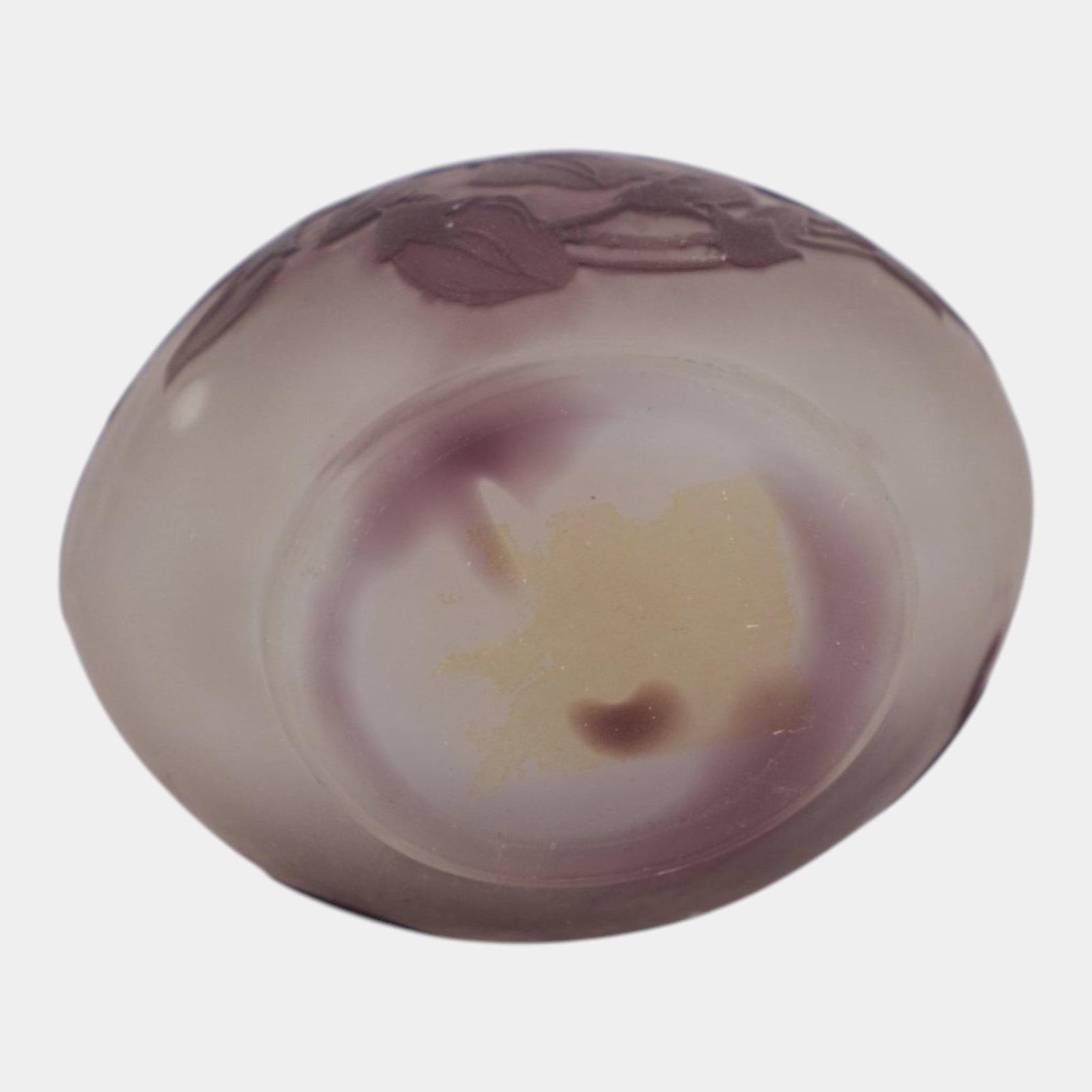 Galle Early 1900s French Art Nouveau Purple & White Leaf & Branch Decorated Cameo Art Glass Vase - 6