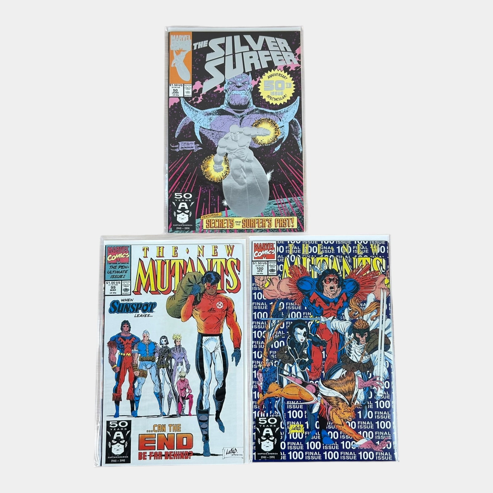 New Mutants #99 & 100 Key Comics & Silver Surfer #50 Thanos Cover High Grade Comic Books Marvel (1 of 1)