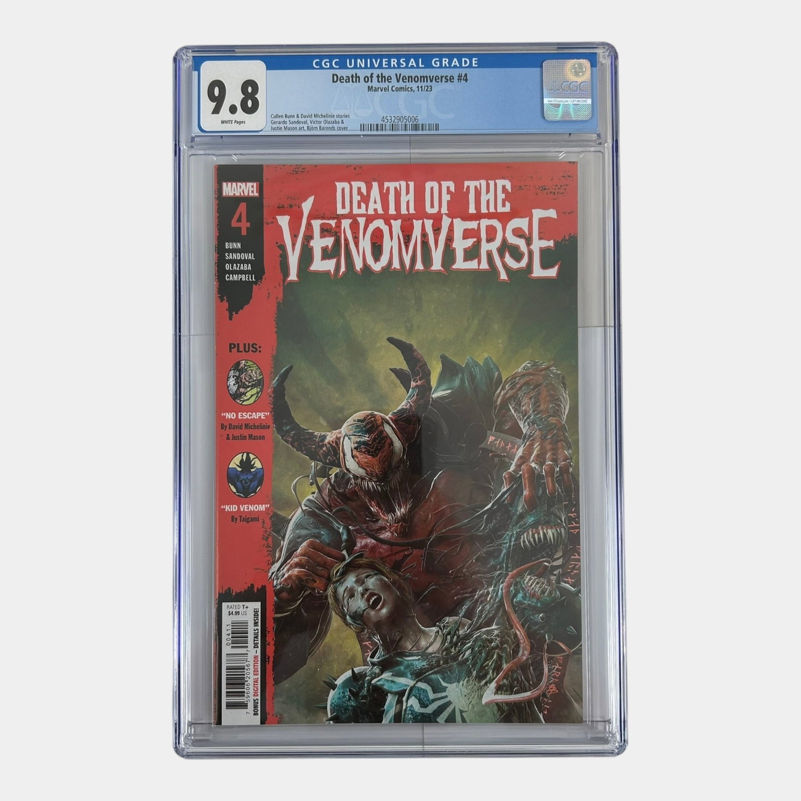 Death Of The Venomverse #4 CGC 9.8 White Pages 2023 Marvel Comics: Professional, fast, and affordable in house shipping available for all items.For higher resolution images please visit www.bid.craftedauctions.com Death Of The Venomverse #4 CGC 9.8 White Pages 2023 M