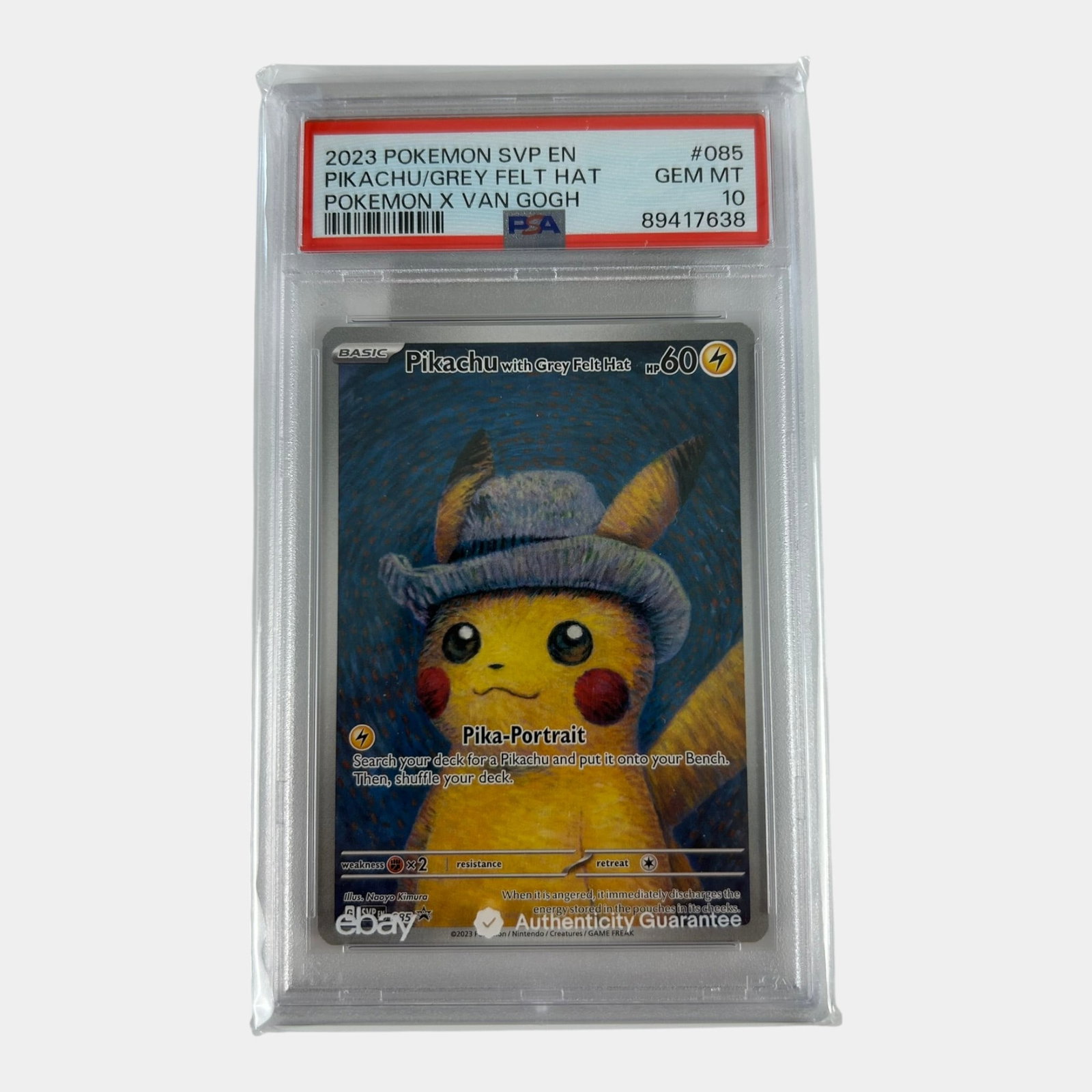 Pikachu With Gray Felt Hat 85 PSA 10 Black Star Promo Scarlet & Violet Van Gogh Art Graded Pokemon (1 of 2)