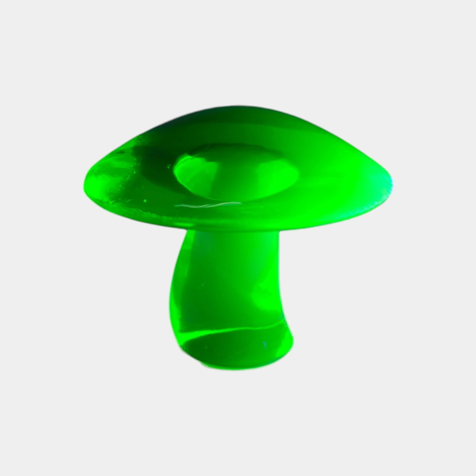 Viking Glass Mid Century Modern Light Green Stem And Ribbed Cap Mushroom Uranium Glass Paperweight: Professional, fast, and affordable in house shipping available for all items.For higher resolution images please visit www.bid.craftedauctions.com Viking Glass Mid Century Modern Light Green Stem And 