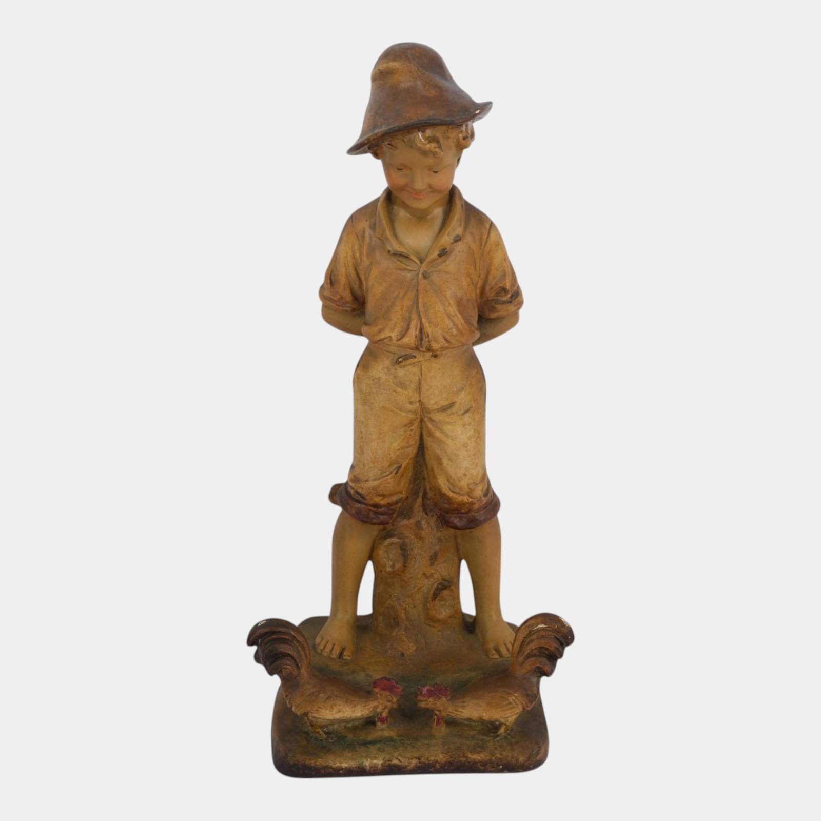Triaca & Picchi Melbourne Australian Art Nouveau Boy With Chickens Tall 17" Statue Figurine (1 of 6)