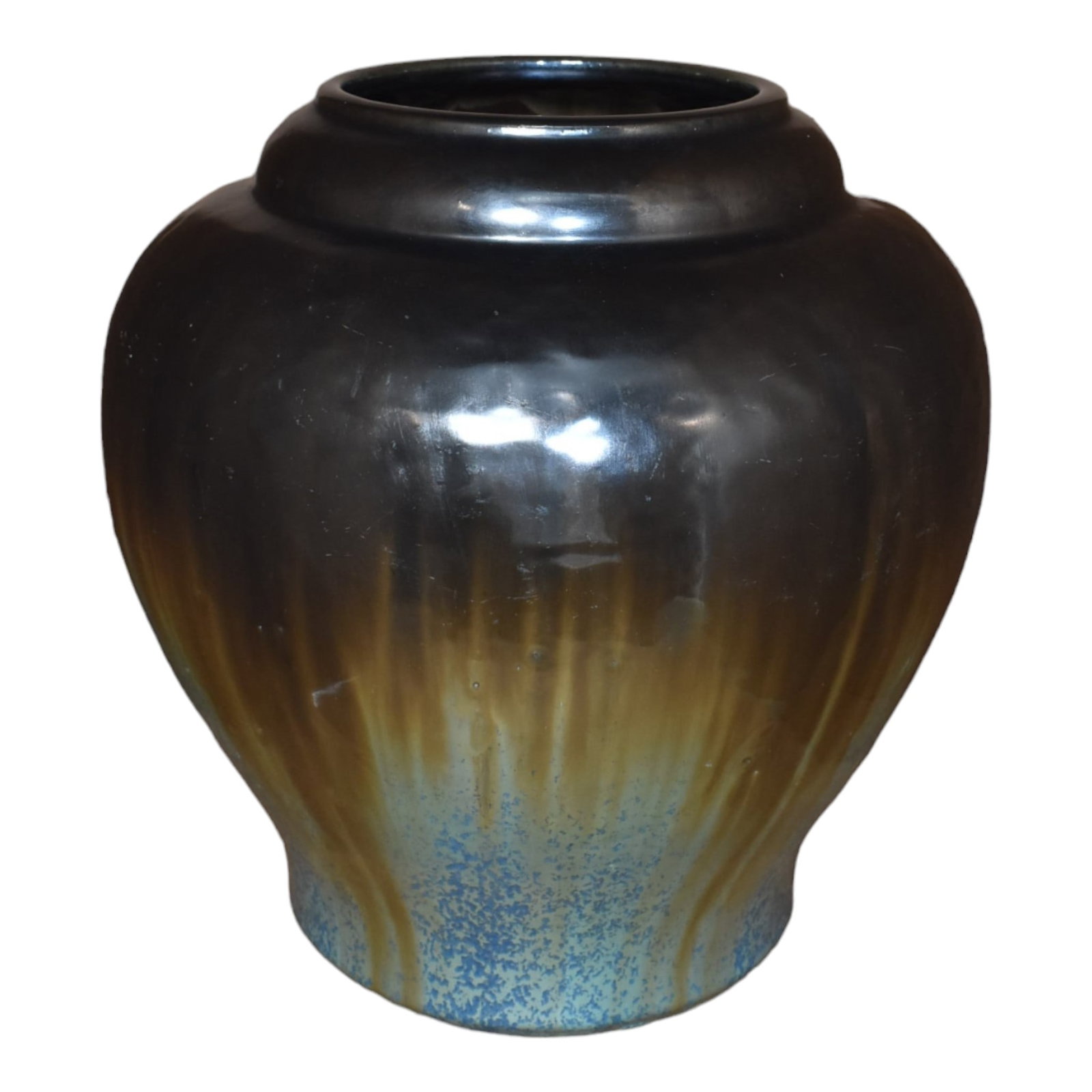 Fulper 1917-23 Arts And Crafts Pottery Black Blue Flambe Glaze Ceramic Vase 591: Professional, fast, and affordable in house shipping available for all items.For higher resolution images please visit bid.craftedauctions.com Fulper 1917-23 Arts And Crafts Pottery Black Blue Flambe 
