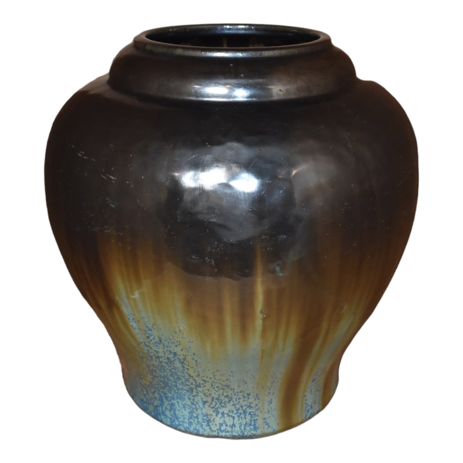 Fulper 1917-23 Arts And Crafts Pottery Black Blue Flambe Glaze Ceramic Vase 591 - 3