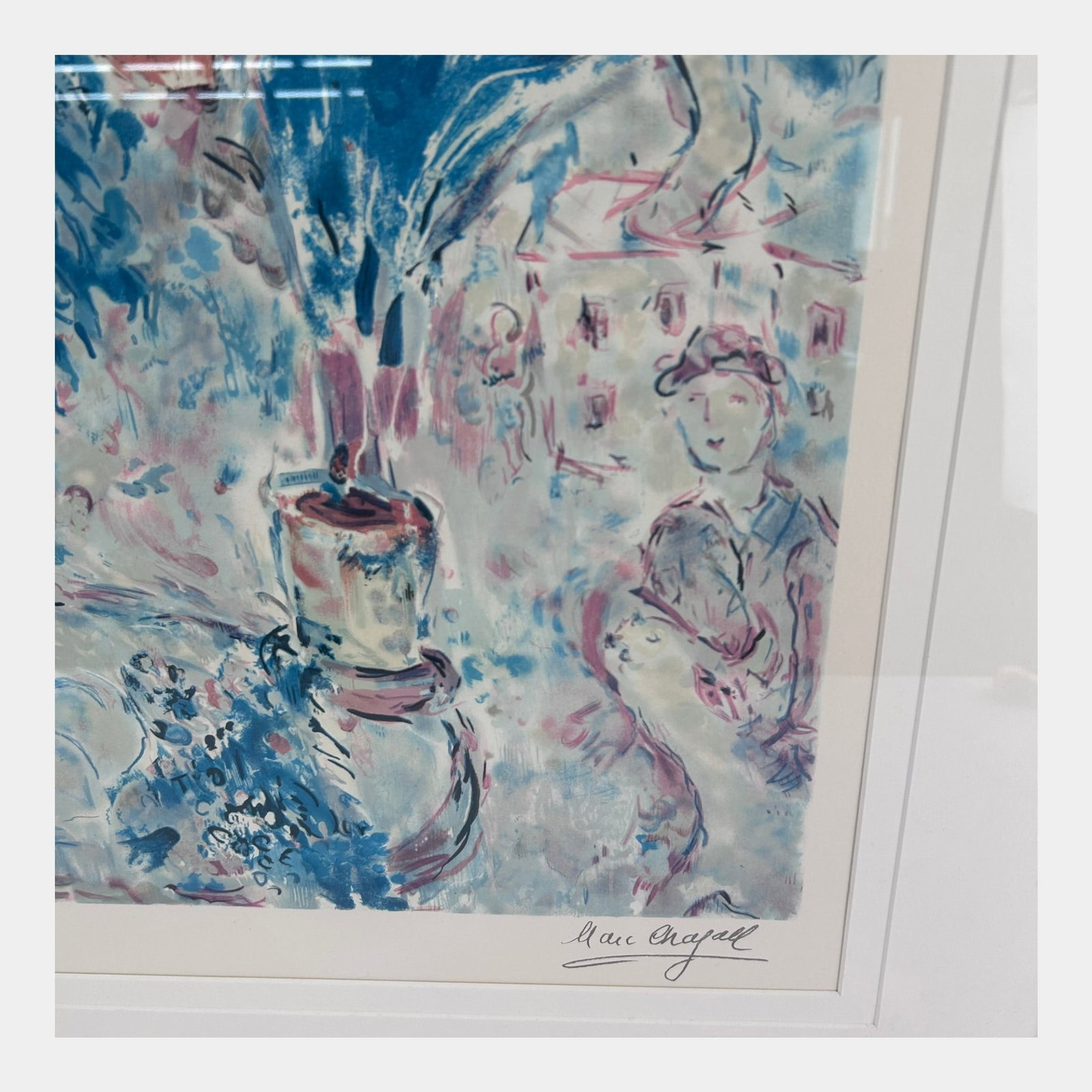 Marc Chagall (Belarus, 1887-1985) "The Red Bouquet" Romantic Limited 207/500 Framed Print - 4