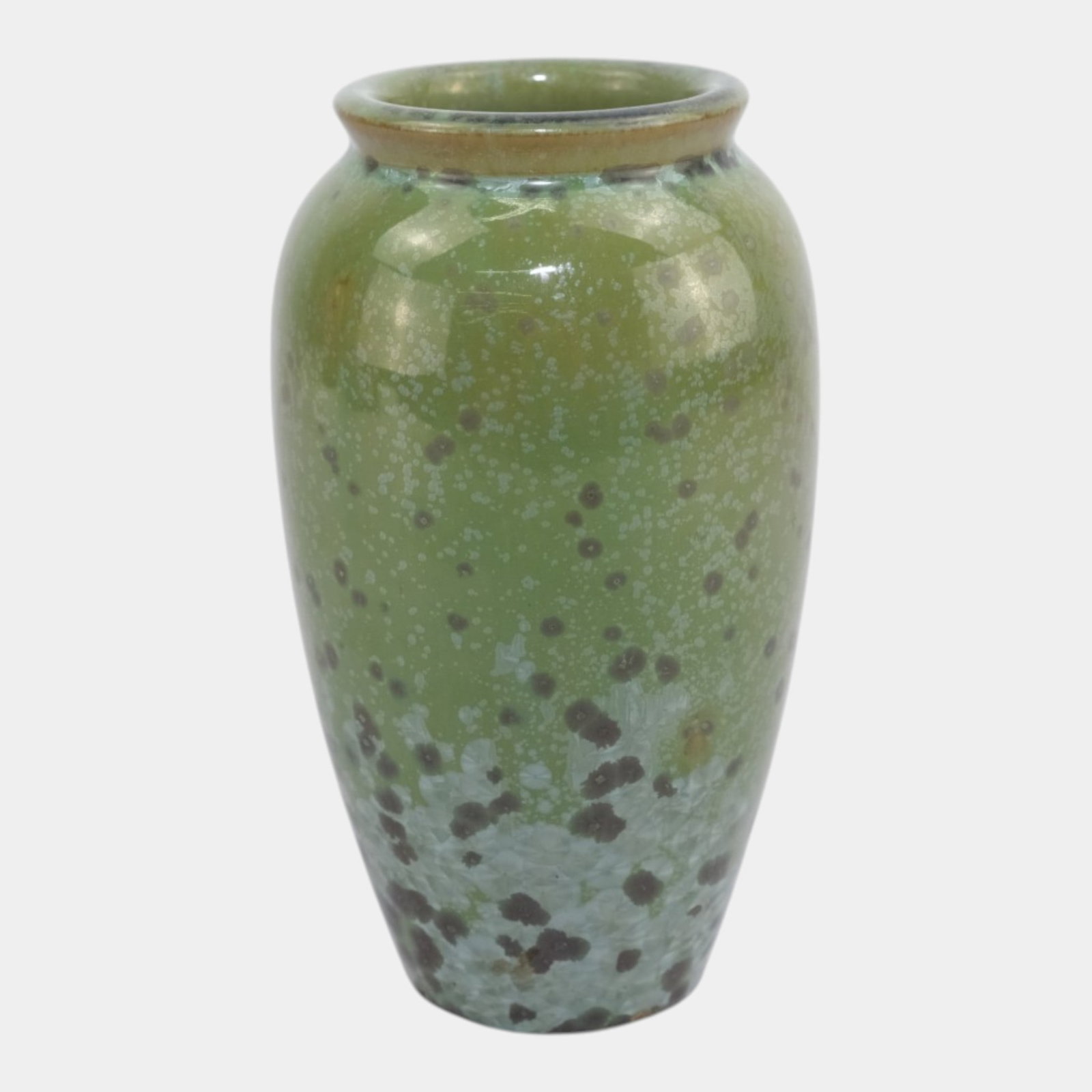 Fulper Early 20th Century Antique Arts And Crafts Mottled Green Crystalline Glaze Pottery Vase 583 - 2