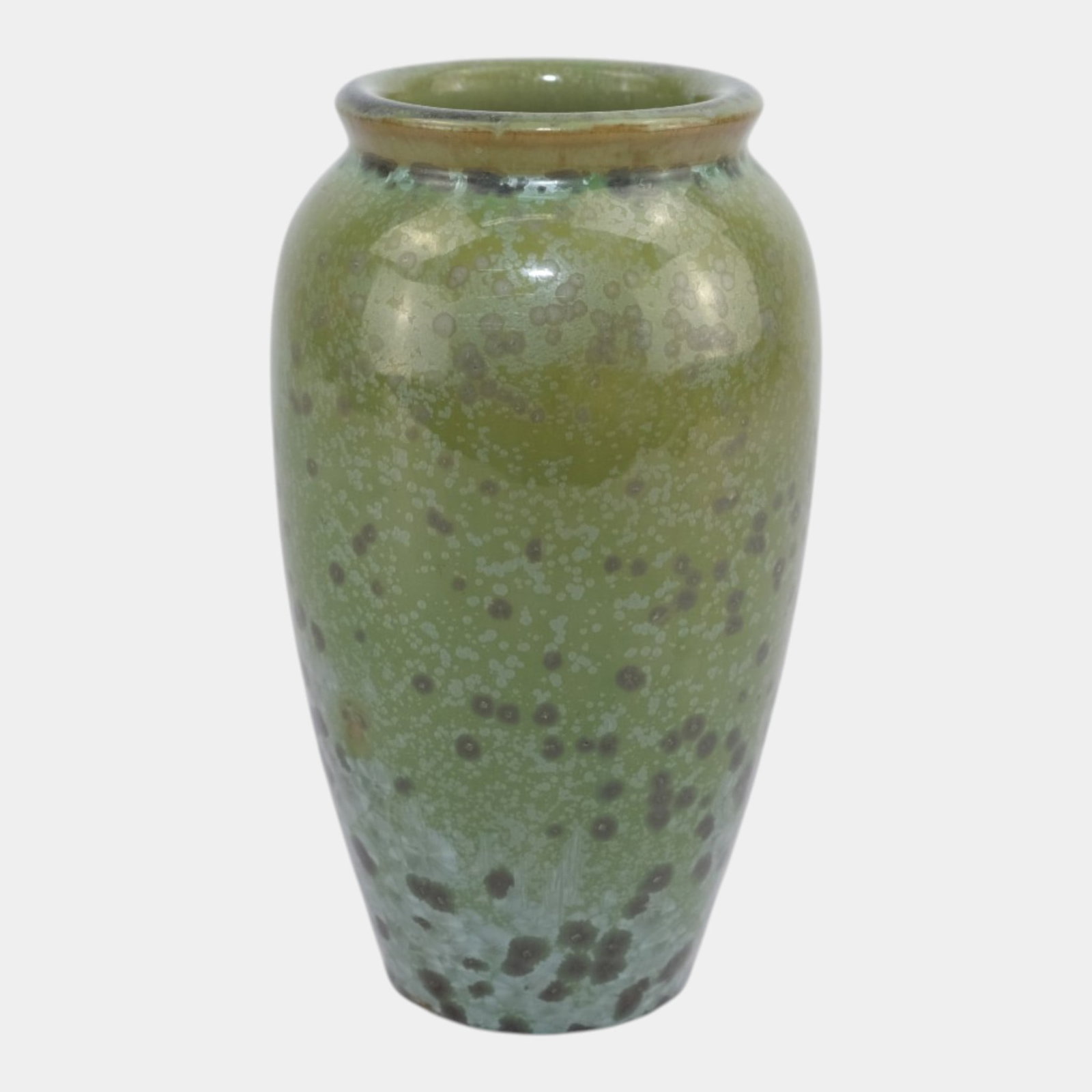 Fulper Early 20th Century Antique Arts And Crafts Mottled Green Crystalline Glaze Pottery Vase 583 - 3