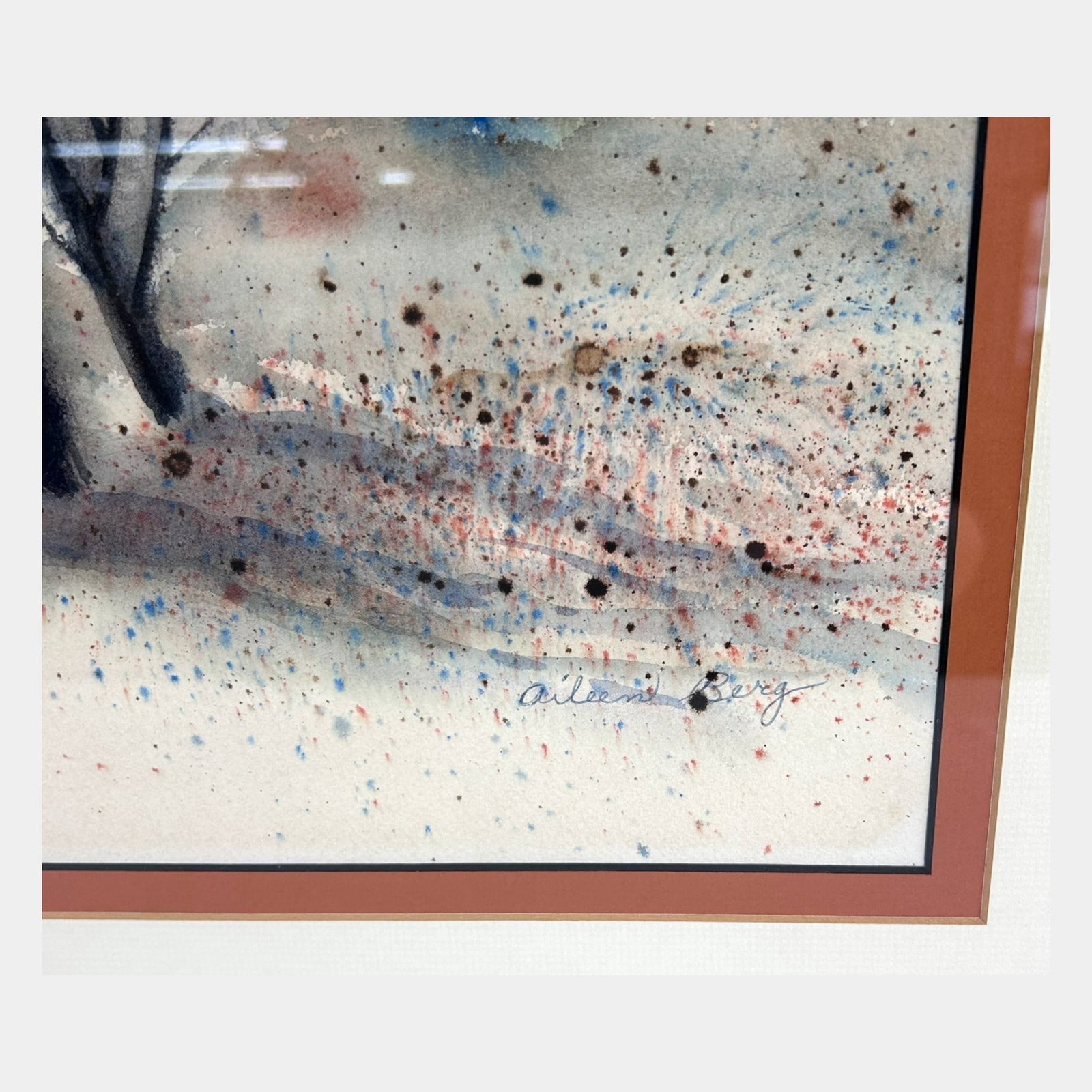 Aileen Burg Mid 20th Century Scenic Landscape Trees Watercolor Framed Painting - 3