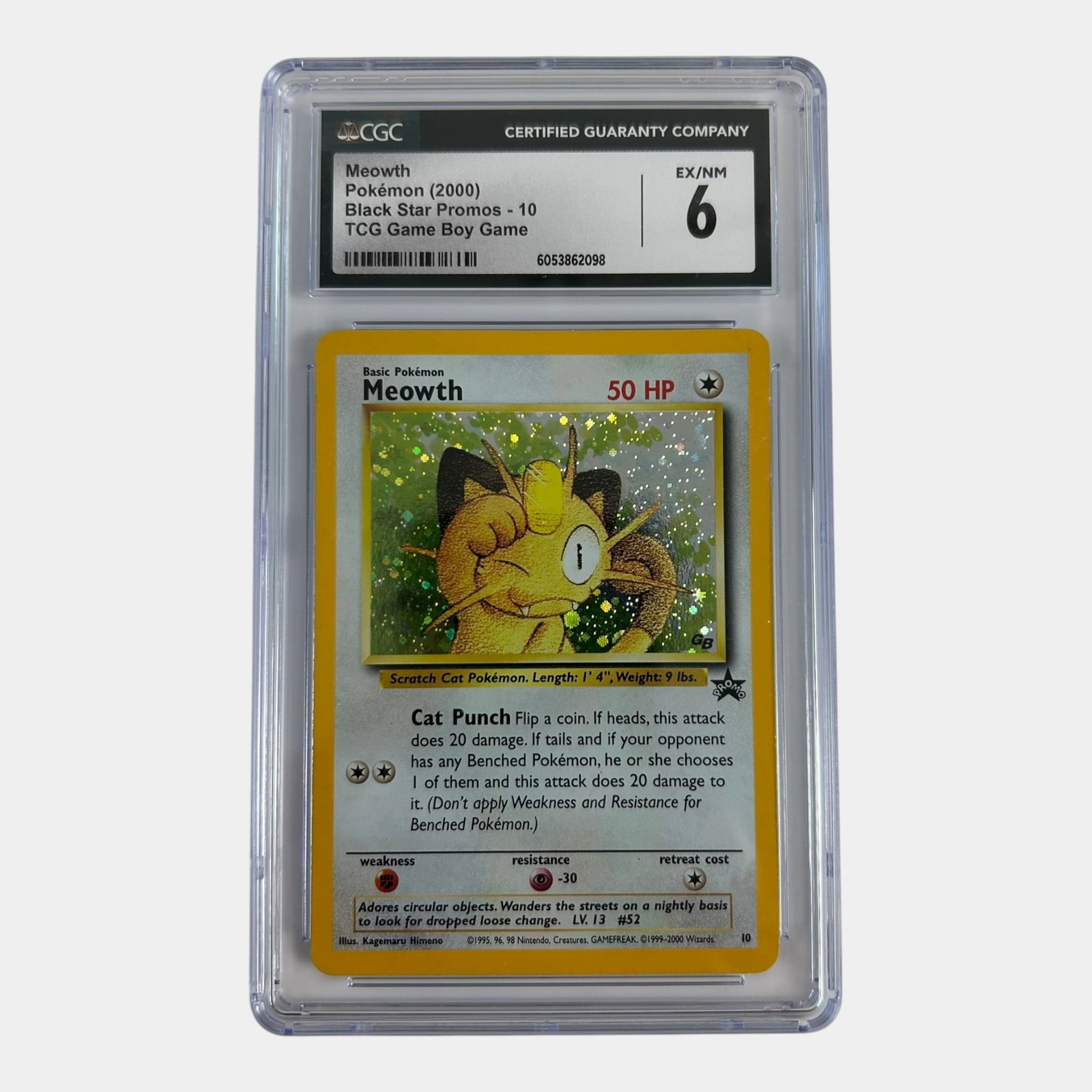 Meowth Base Set Black Star Promo Holo #10 CGC Graded 6 TCG Game Boy Game Promo Pokemon Card (1 of 2)