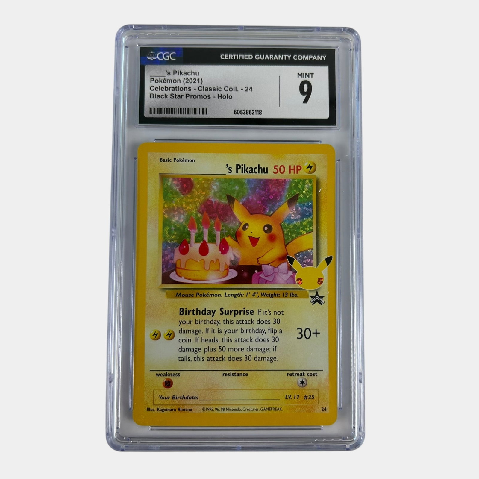 Birthday Pikachu Black Star Promo Holo Celebrations CGC 9 Graded Pokemon Card (1 of 7)