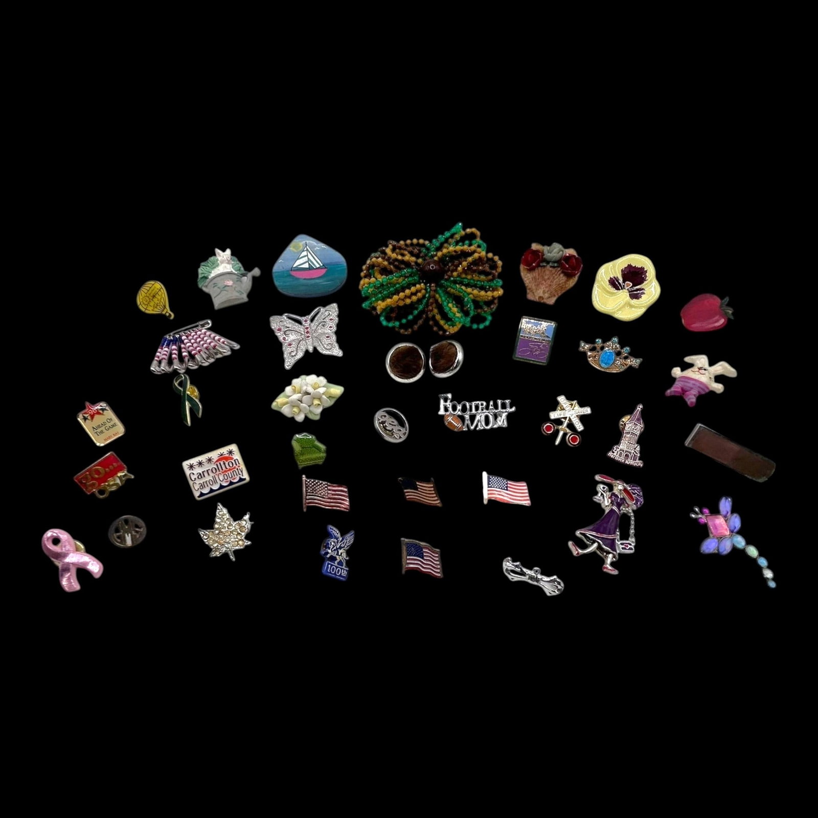 Costume Jewelry Mixed Pin Lot With Enamel Figural Holiday Flag Animal And Novelty Brooches: Professional, fast, and affordable in house shipping available for all items.For higher resolution images please visit bid.craftedauctions.com Excellent condition. Age related wear. Item is 3 1/2".