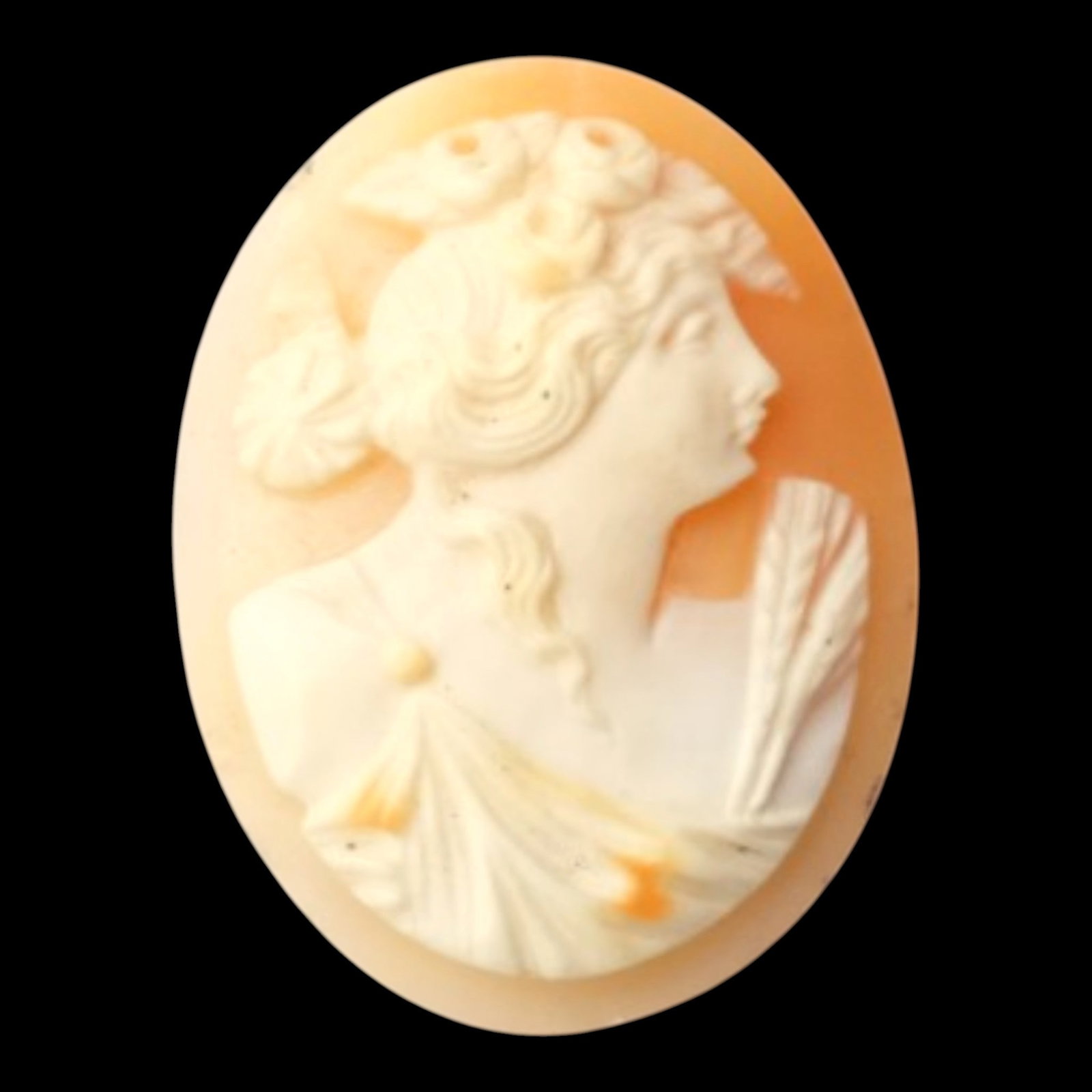 Hand Carved Shell Cameo Classical Lady Profile Unframed Jewelry Component Relief Portrait: Professional, fast, and affordable in house shipping available for all items.For higher resolution images please visit bid.craftedauctions.com legantly hand carved, this unframed shell cameo depicts a