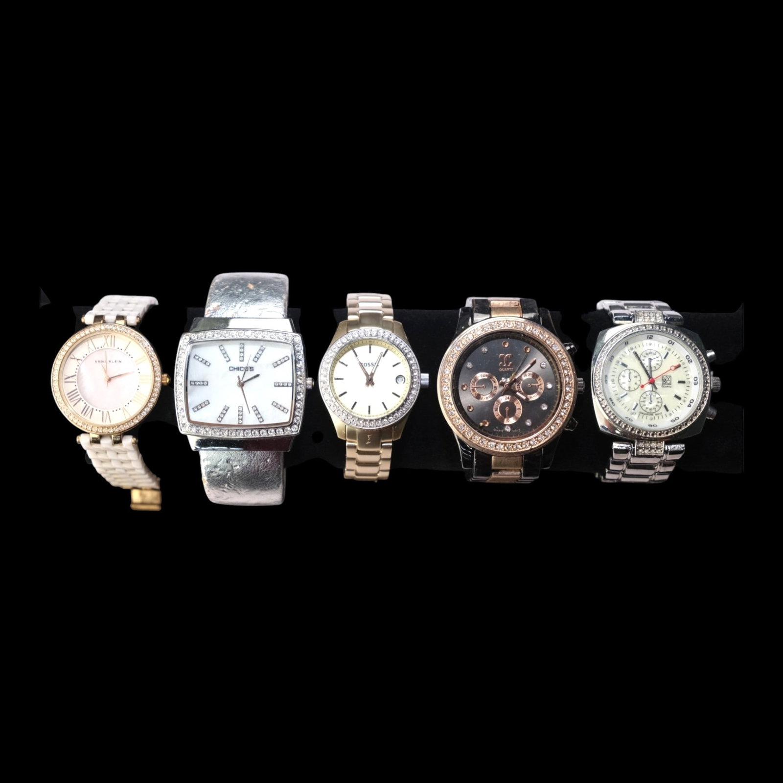 Anne Klein Chicos Fossil Quartz Wristwatch Collection Stainless Steel Women's Watches Lot (1 of 4)