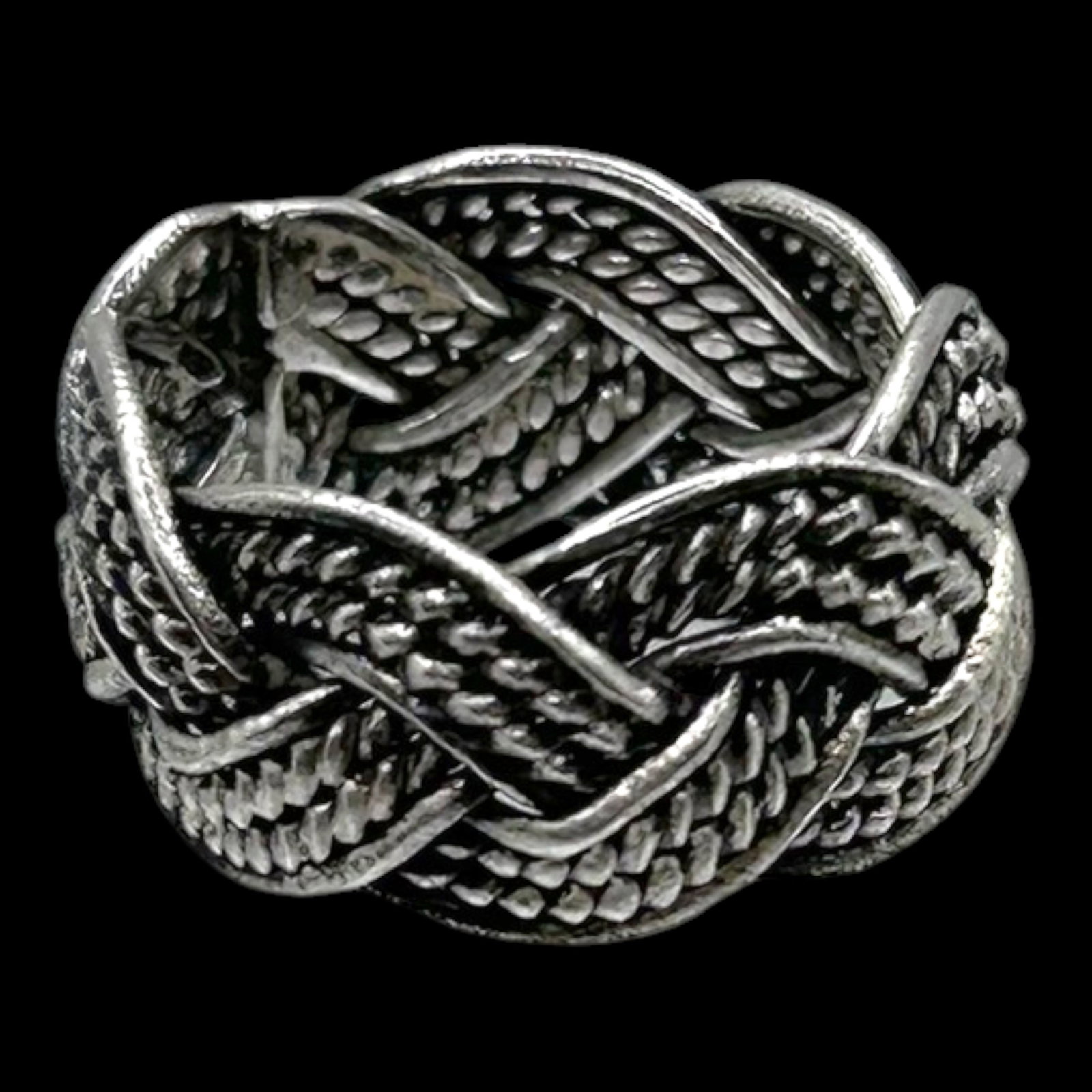 Sterling Silver Woven Braided Rope Ring With Textured Interlaced Band Statement Design (1 of 3)