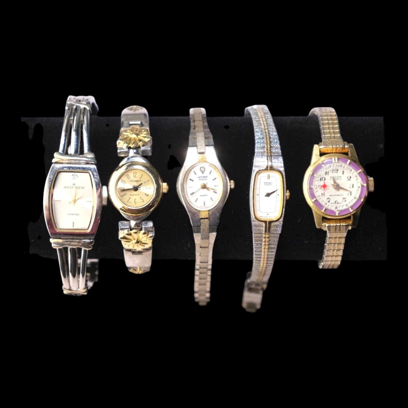 Anne Klein Newport Netsonic Seiko Ravisa Quartz Wristwatch Collection Women's Watch Lot: Professional, fast, and affordable in house shipping available for all items.For higher resolution images please visit bid.craftedauctions.com Vintage quartz wristwatch collection including Anne Klein