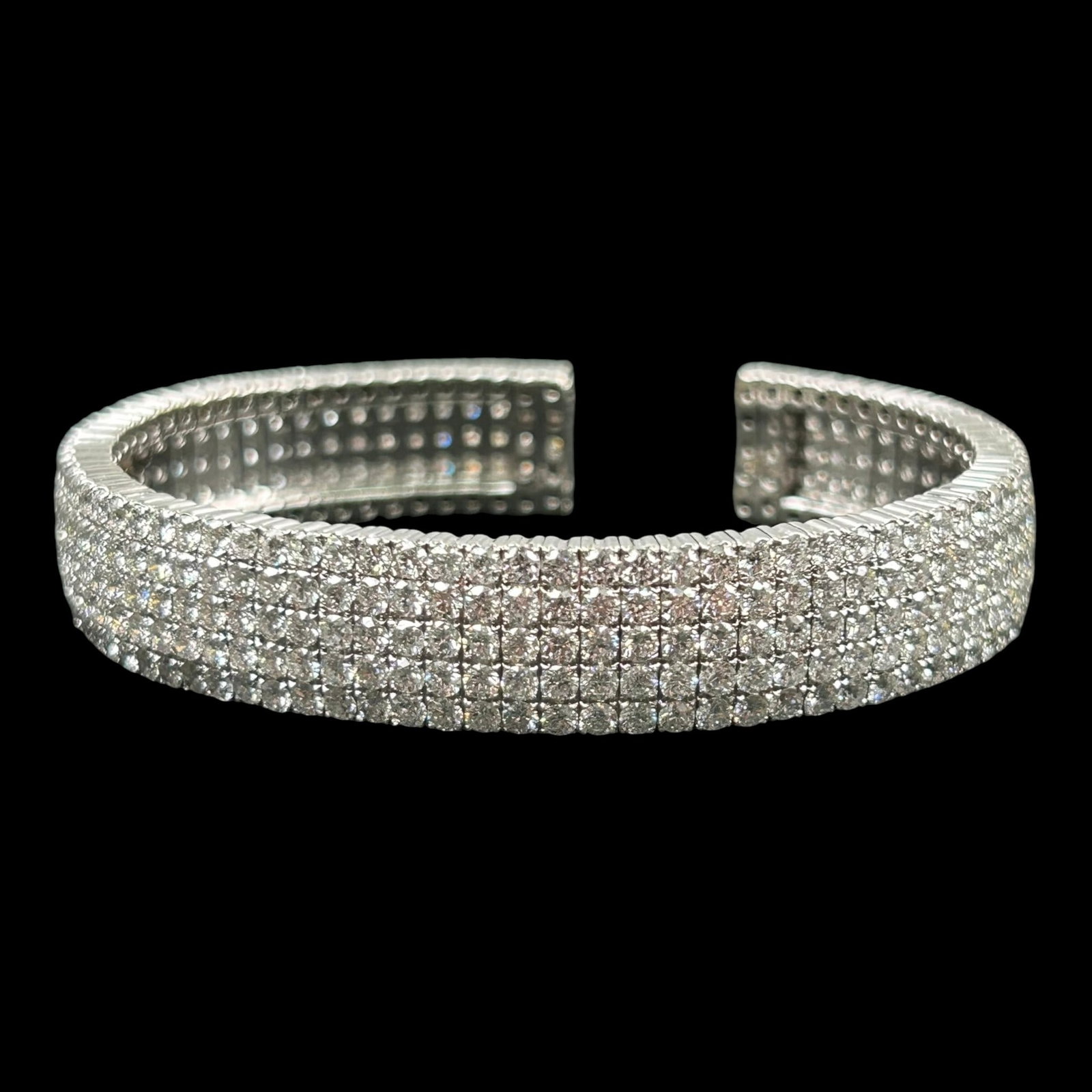 Michael Christoff 18K White Gold 11.50 CTW Diamond Multi Row Wide Cuff Bracelet With PavÃ© Set: Professional, fast, and affordable in house shipping available for all items.For higher resolution images please visit bid.craftedauctions.com Michael Christoff 18K White Gold 11.50 CTW Diamond Multi 