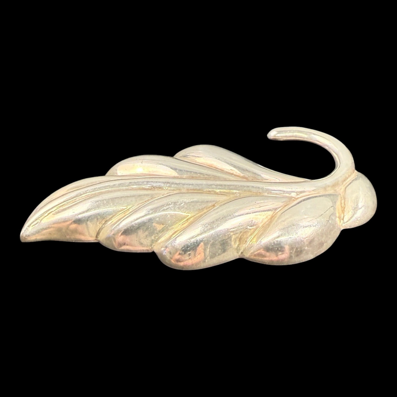 Sterling Silver 925 Stylized Acanthus Leaf Brooch Pin Sculptural Mid Century Modern Botanical Design (1 of 6)