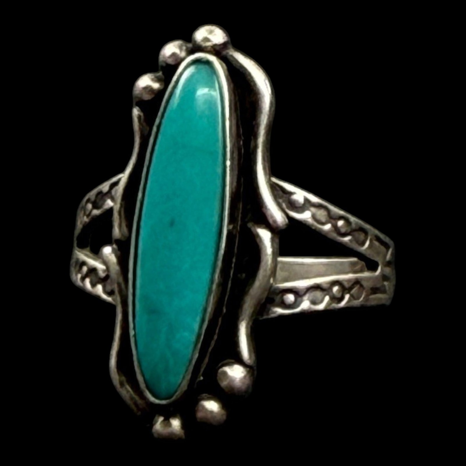 Maisel's Indian Trading Post Sterling Silver Turquoise Ring With Split Shank Navajo Native American (1 of 4)