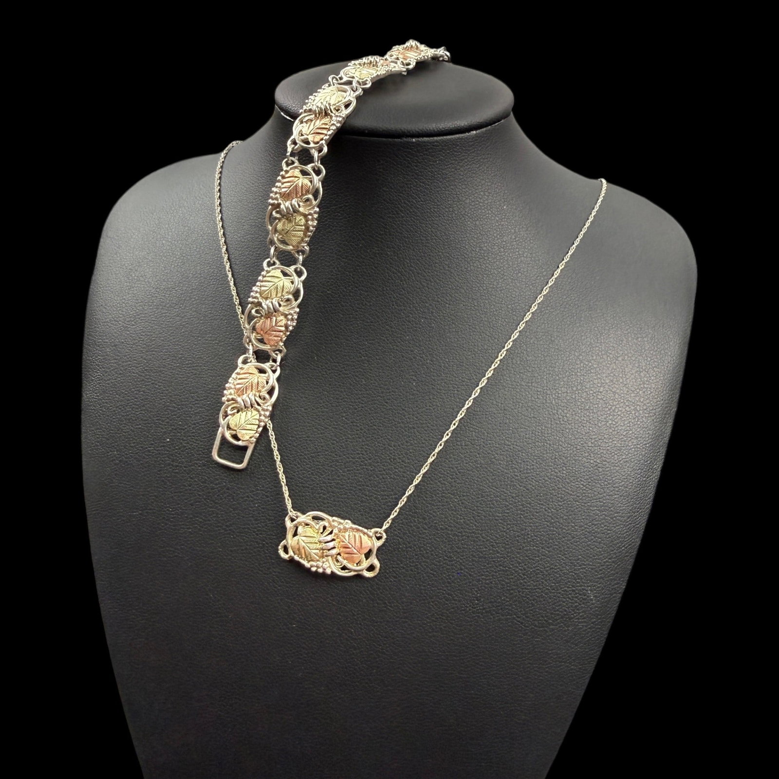 Coleman Co. Black Hills 12K Gold & Sterling Silver Ornate Leaf Panel Design Pendant Necklace &: Professional, fast, and affordable in house shipping available for all items.For higher resolution images please visit bid.craftedauctions.com Coleman Co. Black Hills 12K Gold & Sterling Silver Ornate