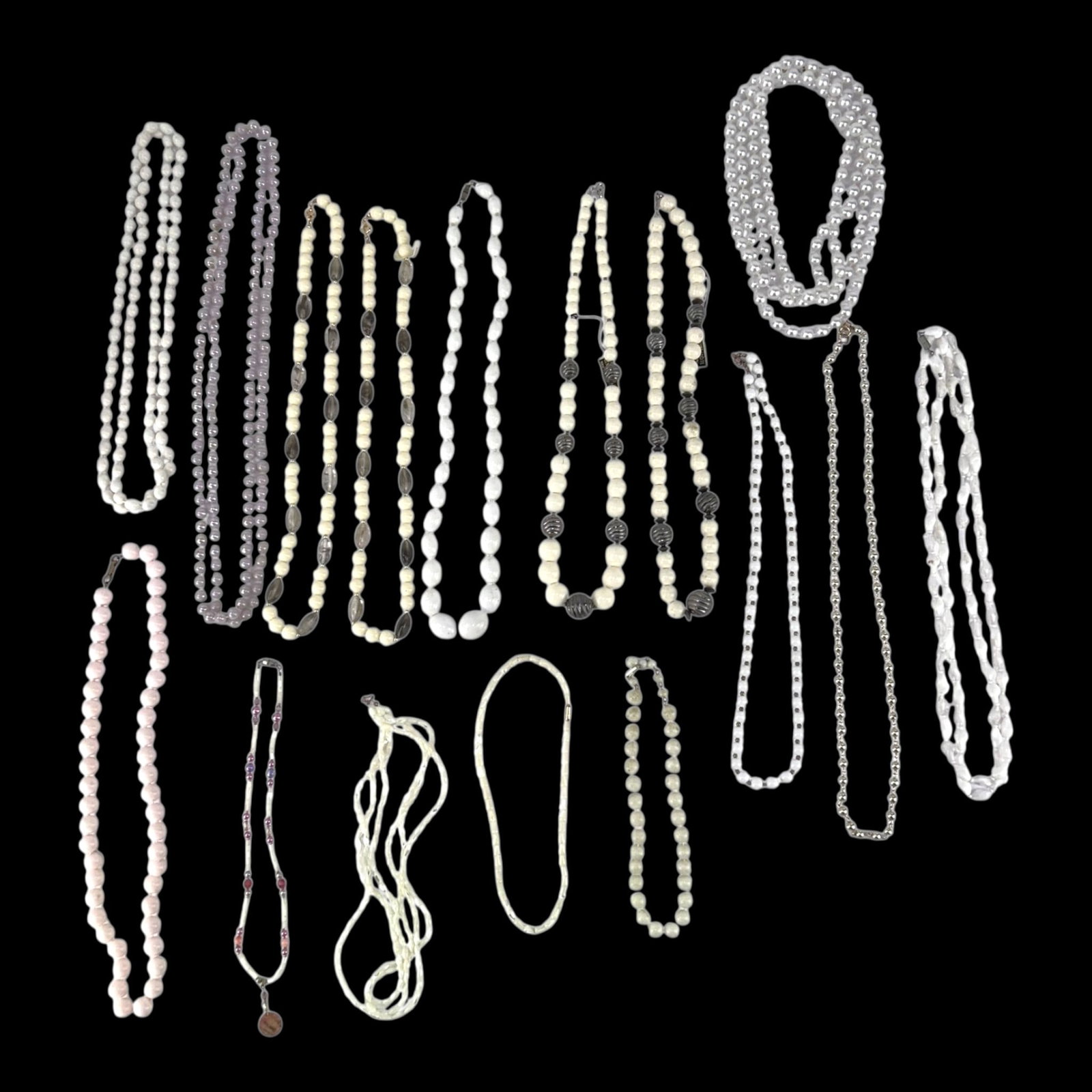Costume Jewelry Mixed Necklace Lot With Chain Beaded Faux Pearl And Fashion Necklace Designs (1 of 5)