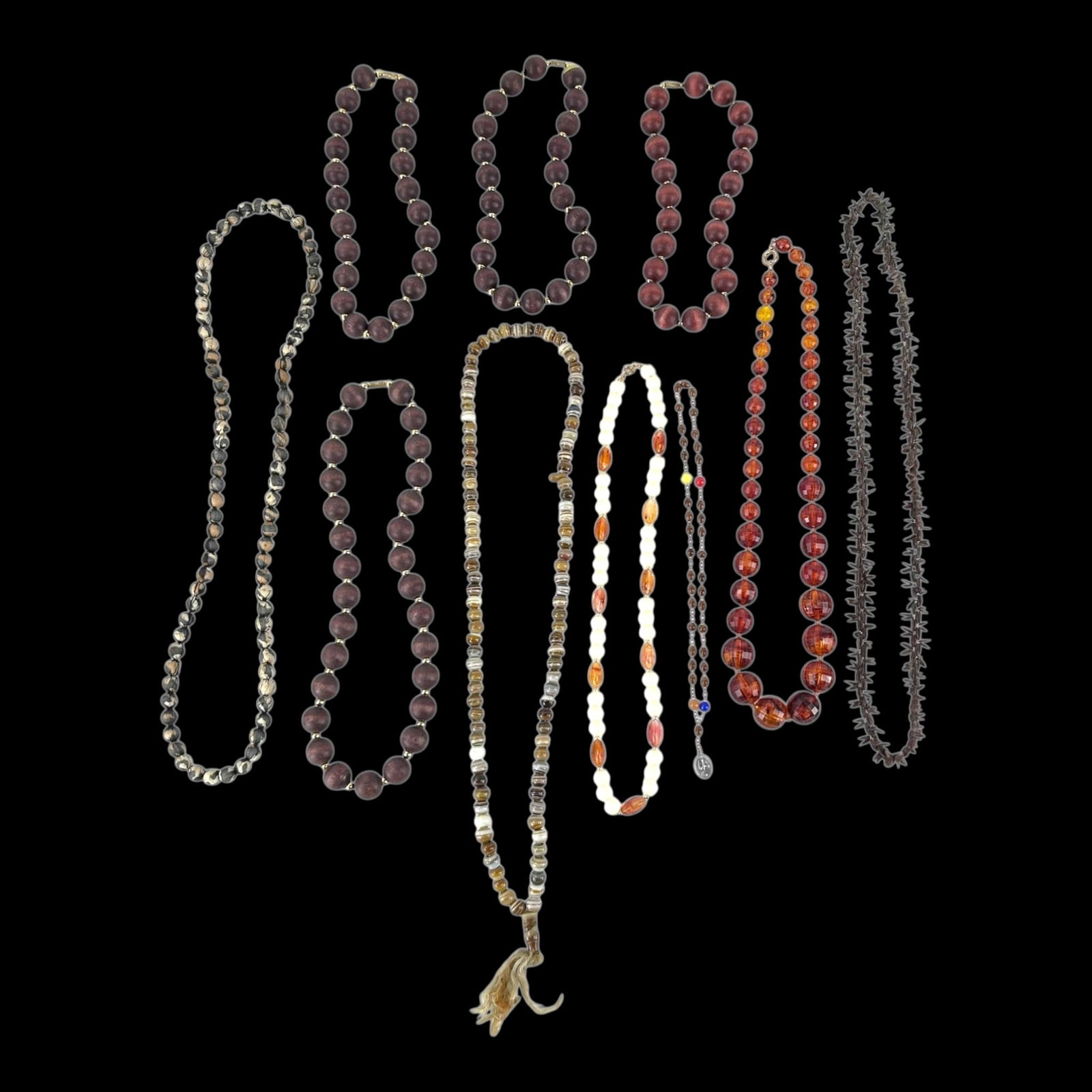 Costume Jewelry Mixed Necklace Lot With Beaded Glass Crystal Faux Pearl And Chain Designs (1 of 6)