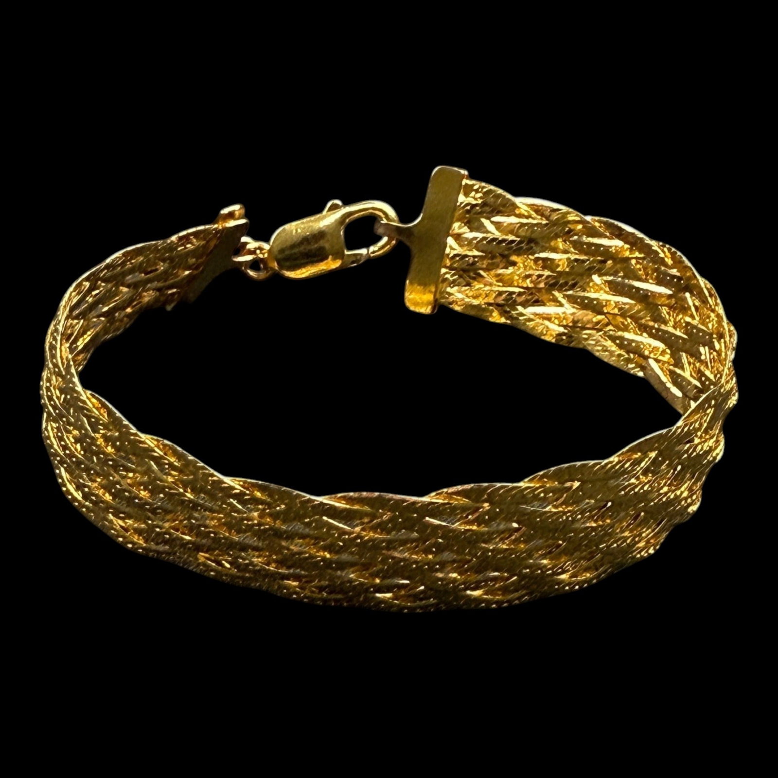 Milor Italy Sterling Silver Gold Vermeil Multi Strand Mesh Bracelet With Woven Chain Design: Professional, fast, and affordable in house shipping available for all items.For higher resolution images please visit bid.craftedauctions.com Elegantly crafted, this Milor Italy sterling silver gold 
