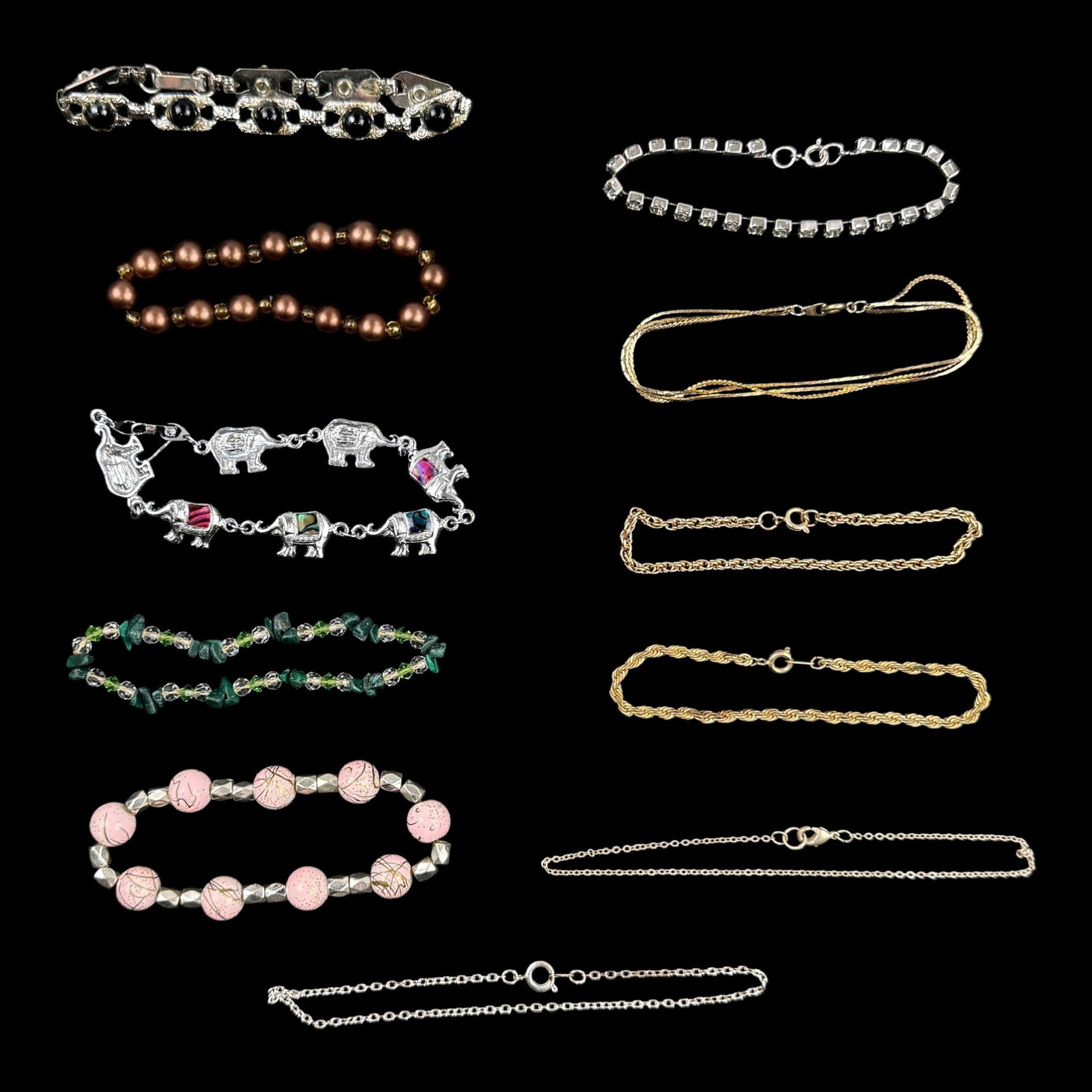Fashion Costume Bracelet Collection Rhinestone Beaded Chain Charm Enamel Gold Silver Tone (1 of 6)
