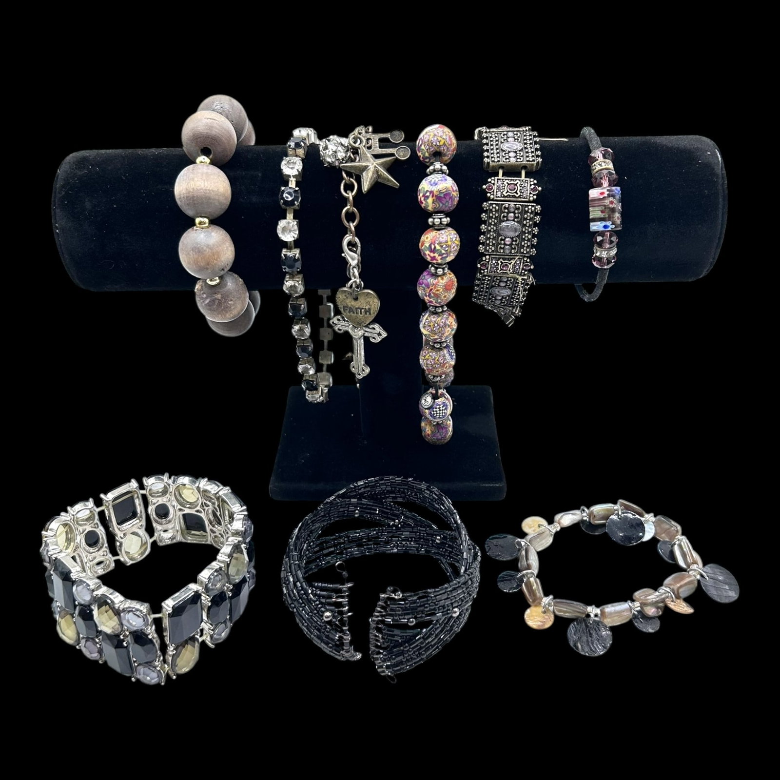 Fashion Bracelet Collection Rhinestone Beaded Stretch Charm Cuff Mesh & Link Designs Assorted (1 of 1)
