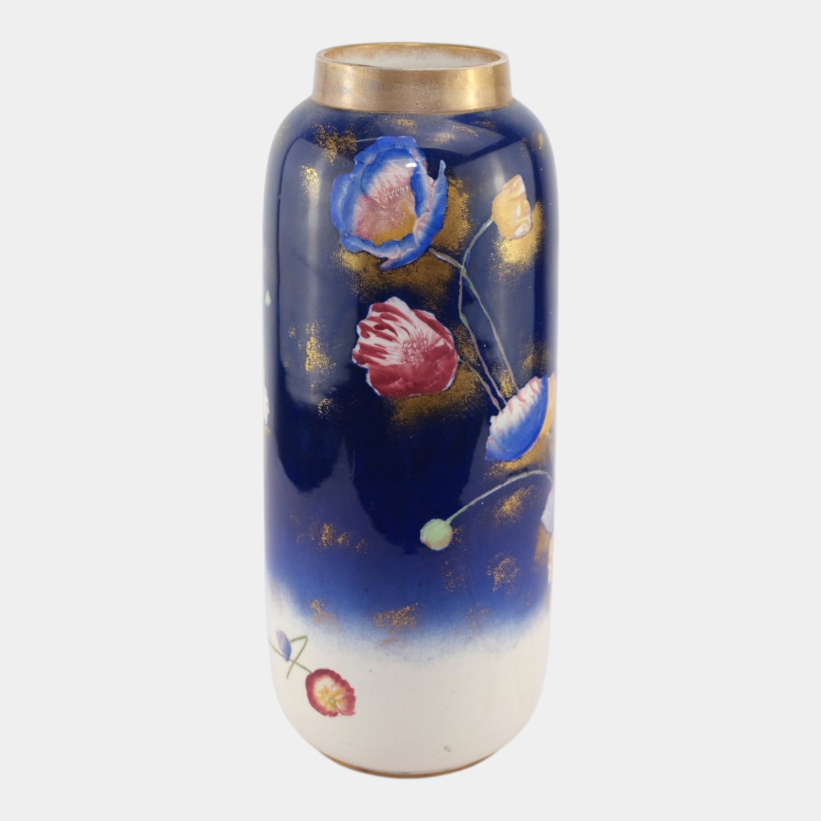 Edge Malkin & Co. Cuban Blue Ware Vintage Art Pottery Hand Painted Floral Ceramic Vase (1 of 6)